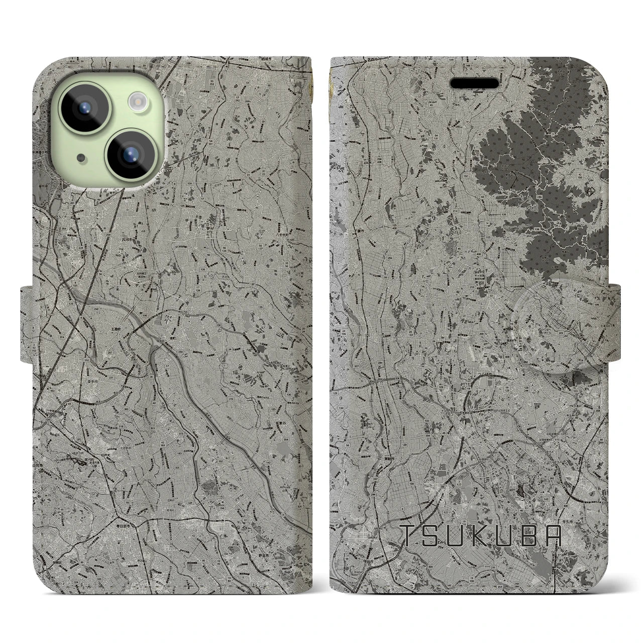【つくば2(茨城県)】地図柄iPhoneケース(手帳タイプ)