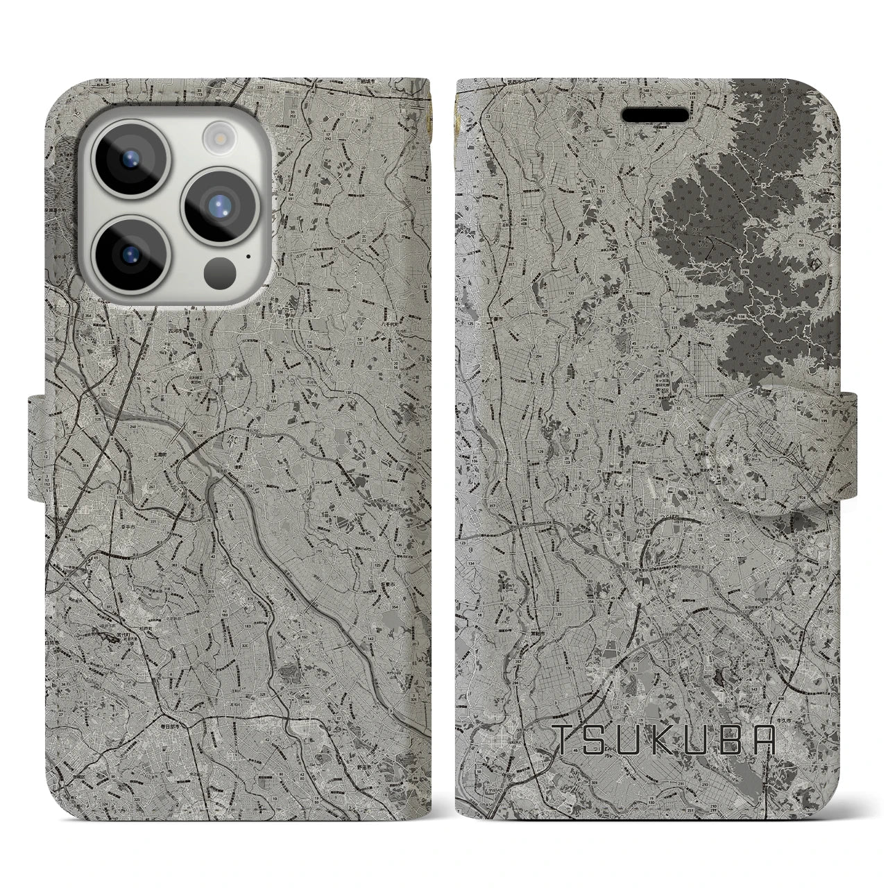 【つくば2(茨城県)】地図柄iPhoneケース(手帳タイプ)