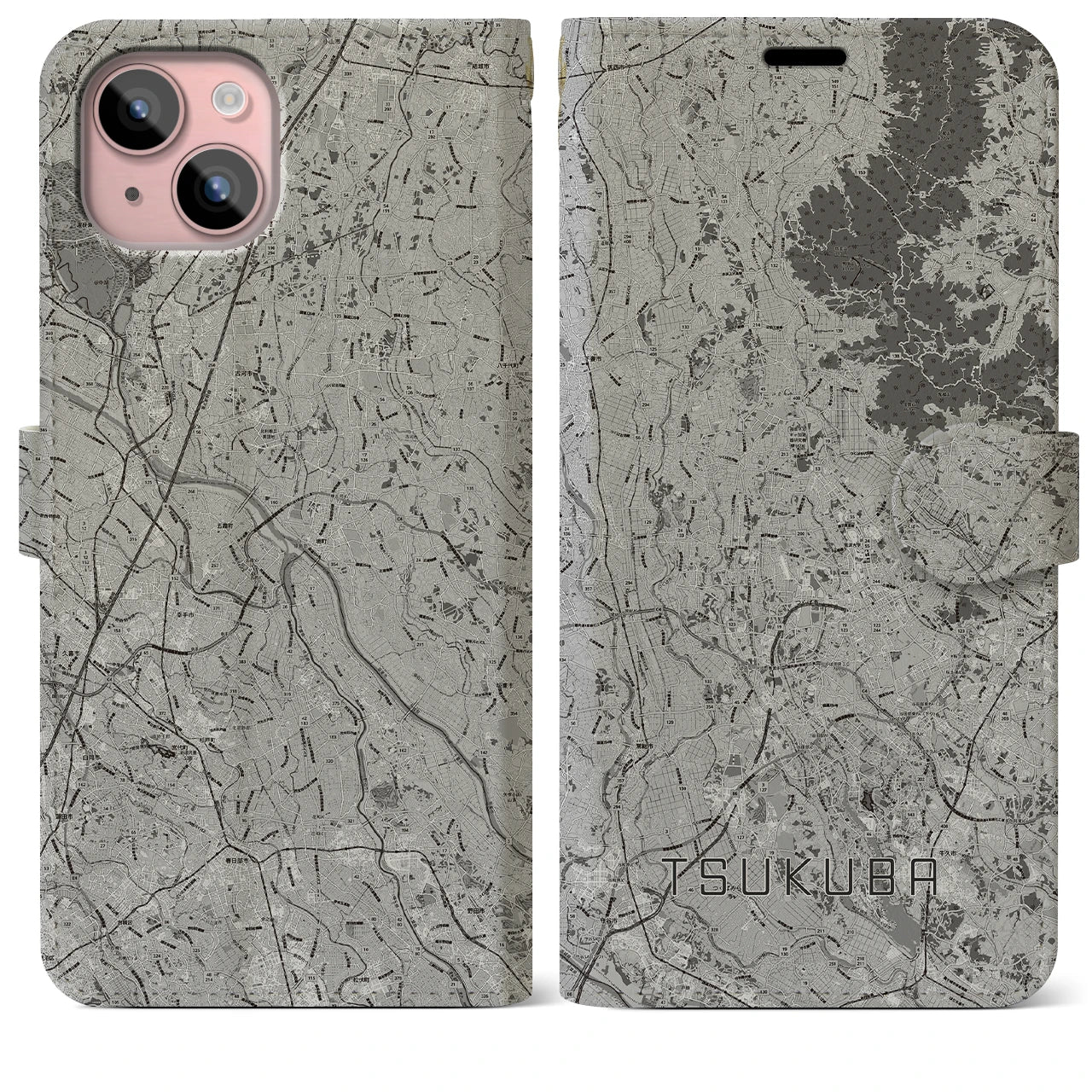 【つくば2(茨城県)】地図柄iPhoneケース(手帳タイプ)