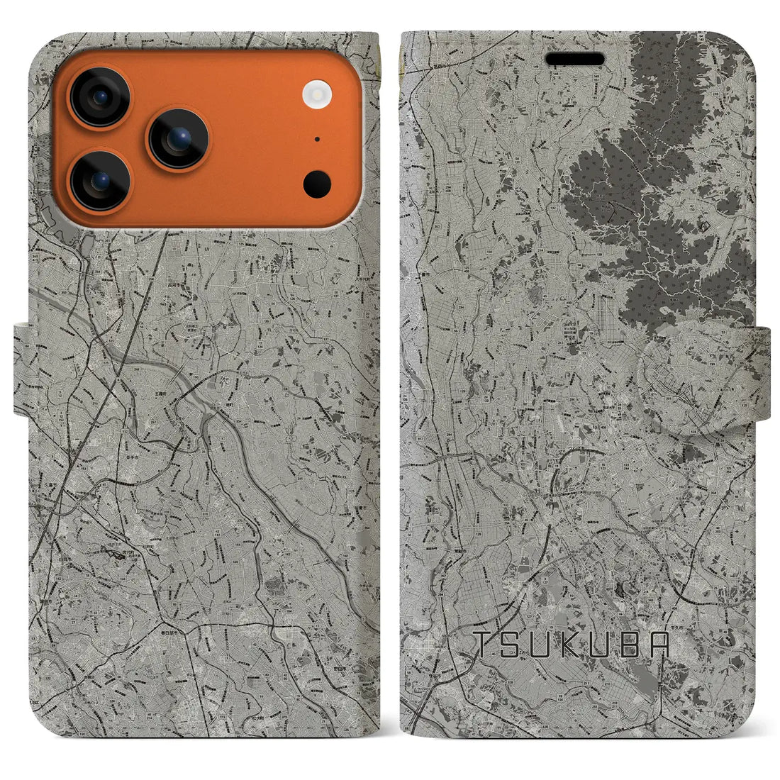 【つくば2(茨城県)】地図柄iPhoneケース(手帳タイプ)