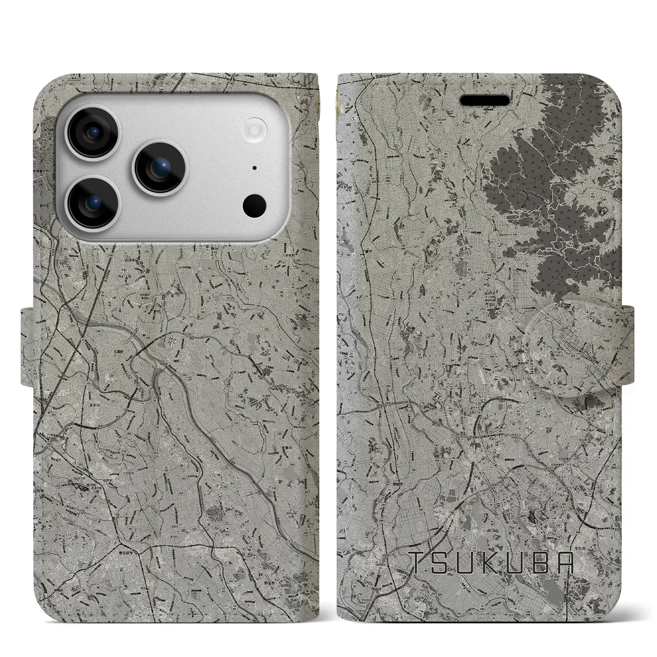 【つくば2(茨城県)】地図柄iPhoneケース(手帳タイプ)