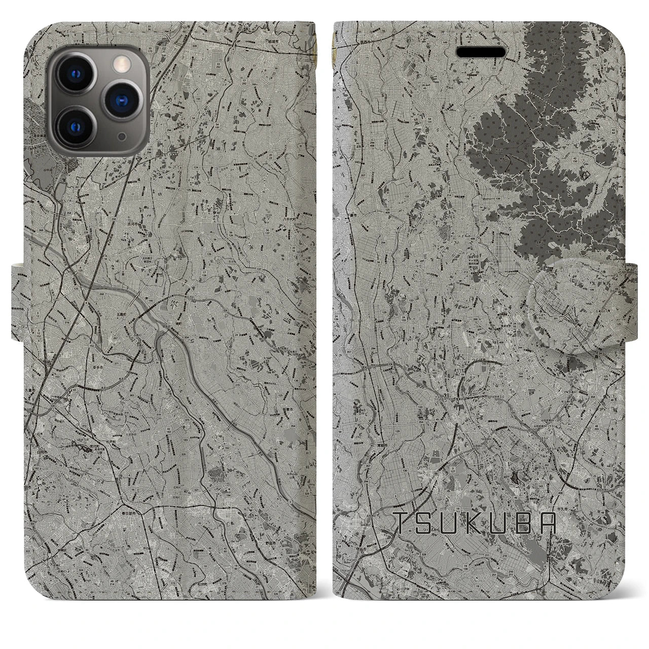 【つくば2(茨城県)】地図柄iPhoneケース(手帳タイプ)