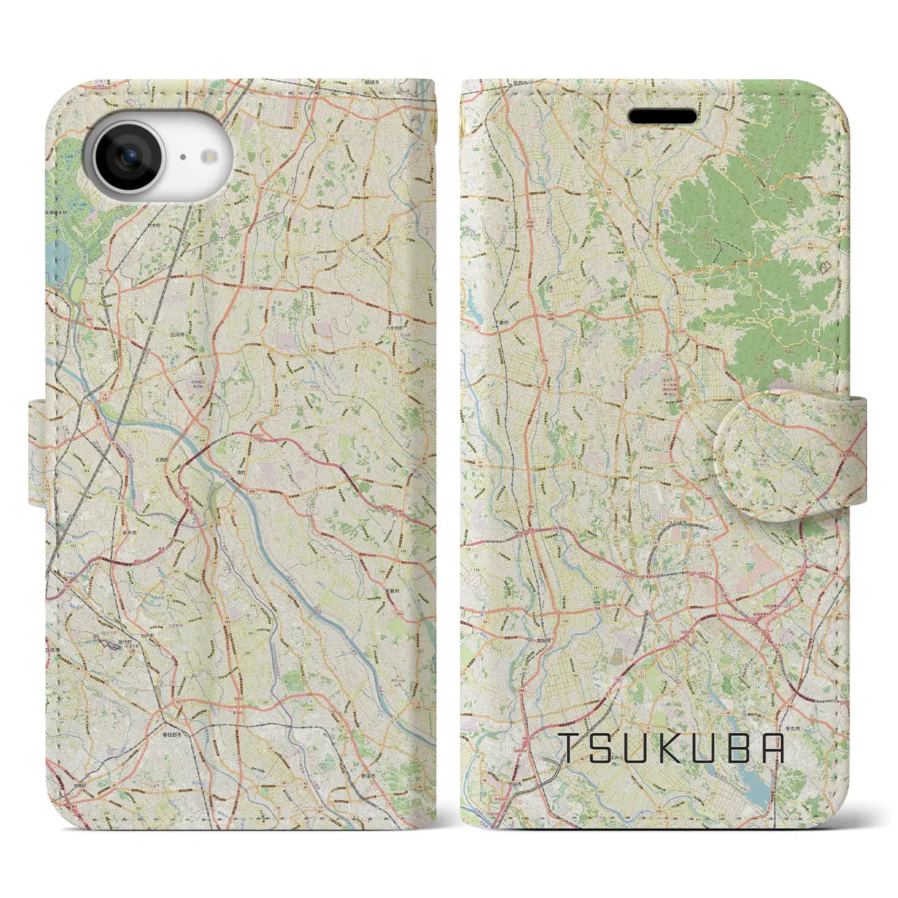 【つくば2(茨城県)】地図柄iPhoneケース(手帳タイプ)