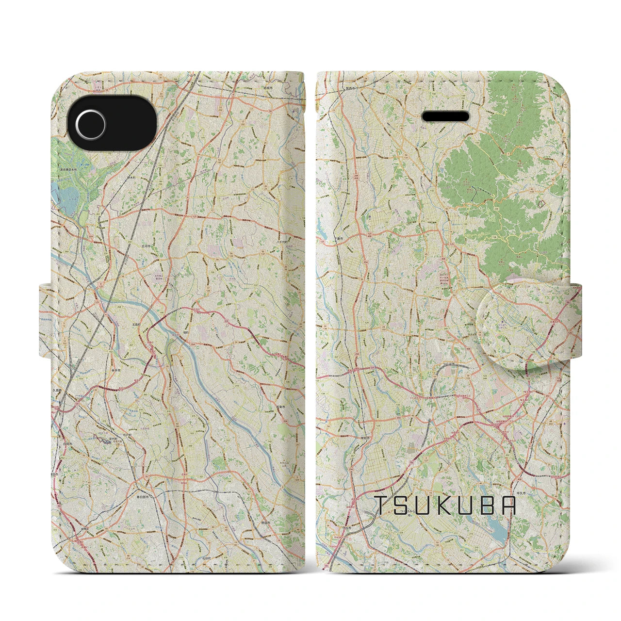 【つくば2(茨城県)】地図柄iPhoneケース(手帳タイプ)