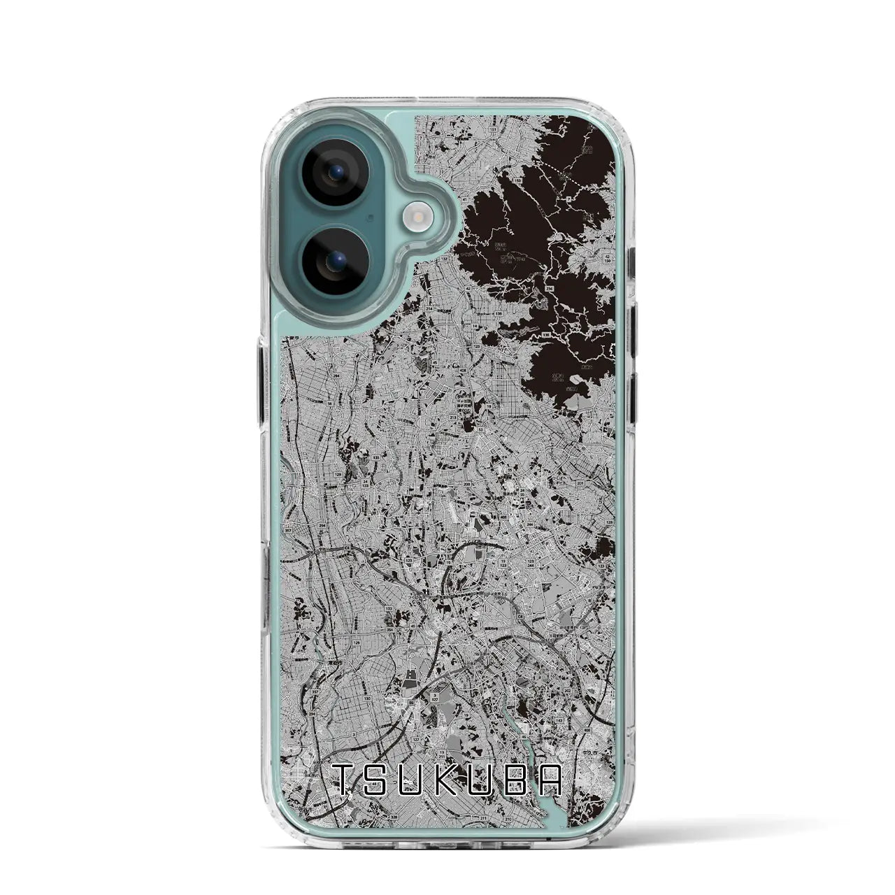 【つくば2(茨城県)】地図柄iPhoneケース(MagSafeタイプ)モノトーン・iPhone 16 Pro 用