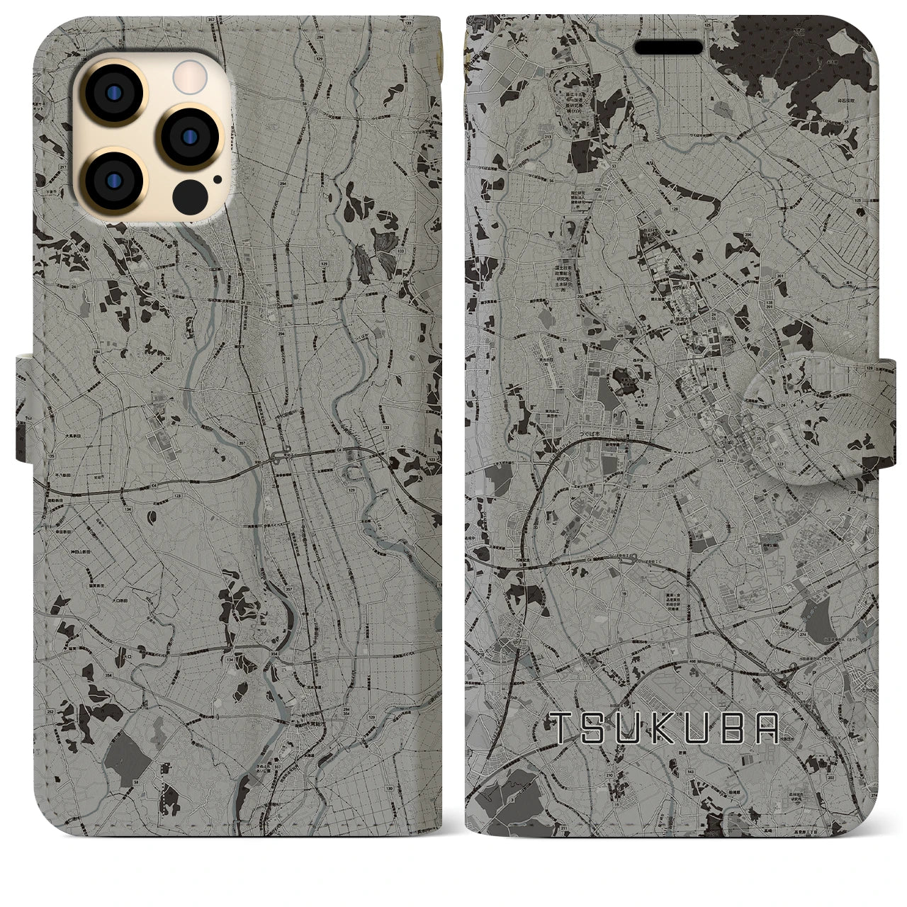 【つくば(茨城県)】地図柄iPhoneケース(手帳タイプ)