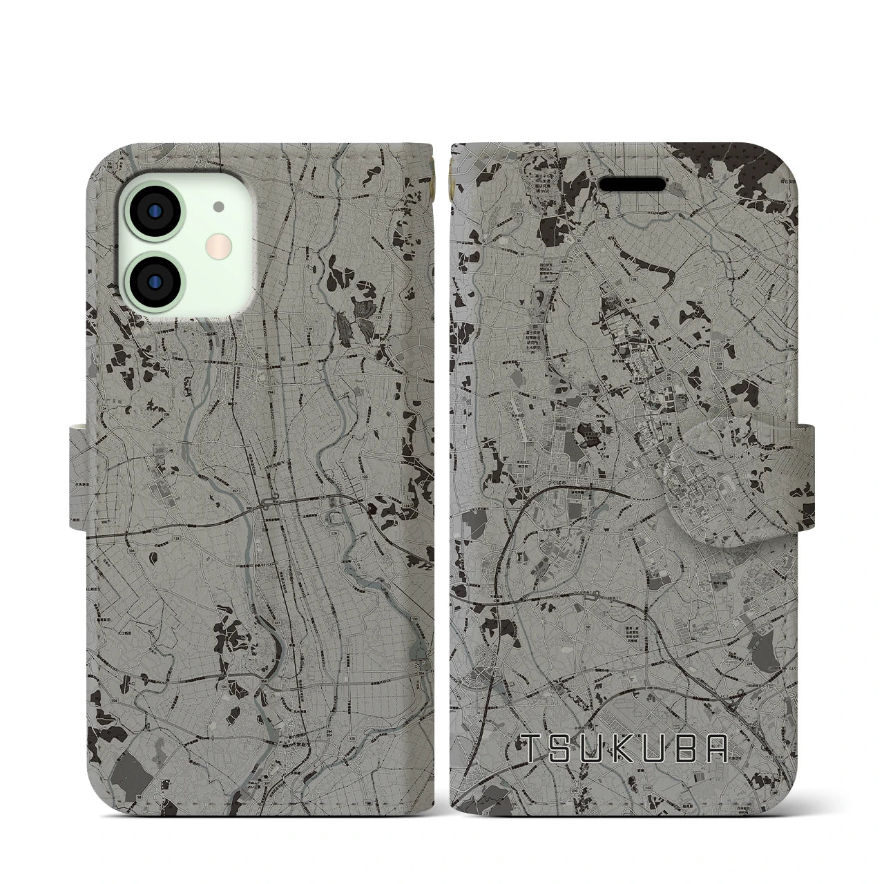 【つくば(茨城県)】地図柄iPhoneケース(手帳タイプ)