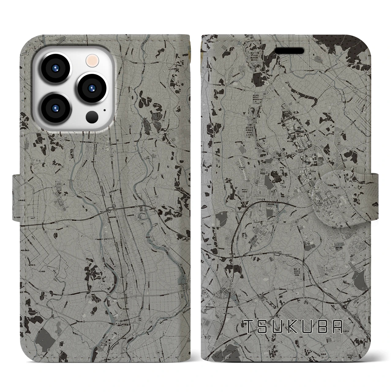 【つくば(茨城県)】地図柄iPhoneケース(手帳タイプ)