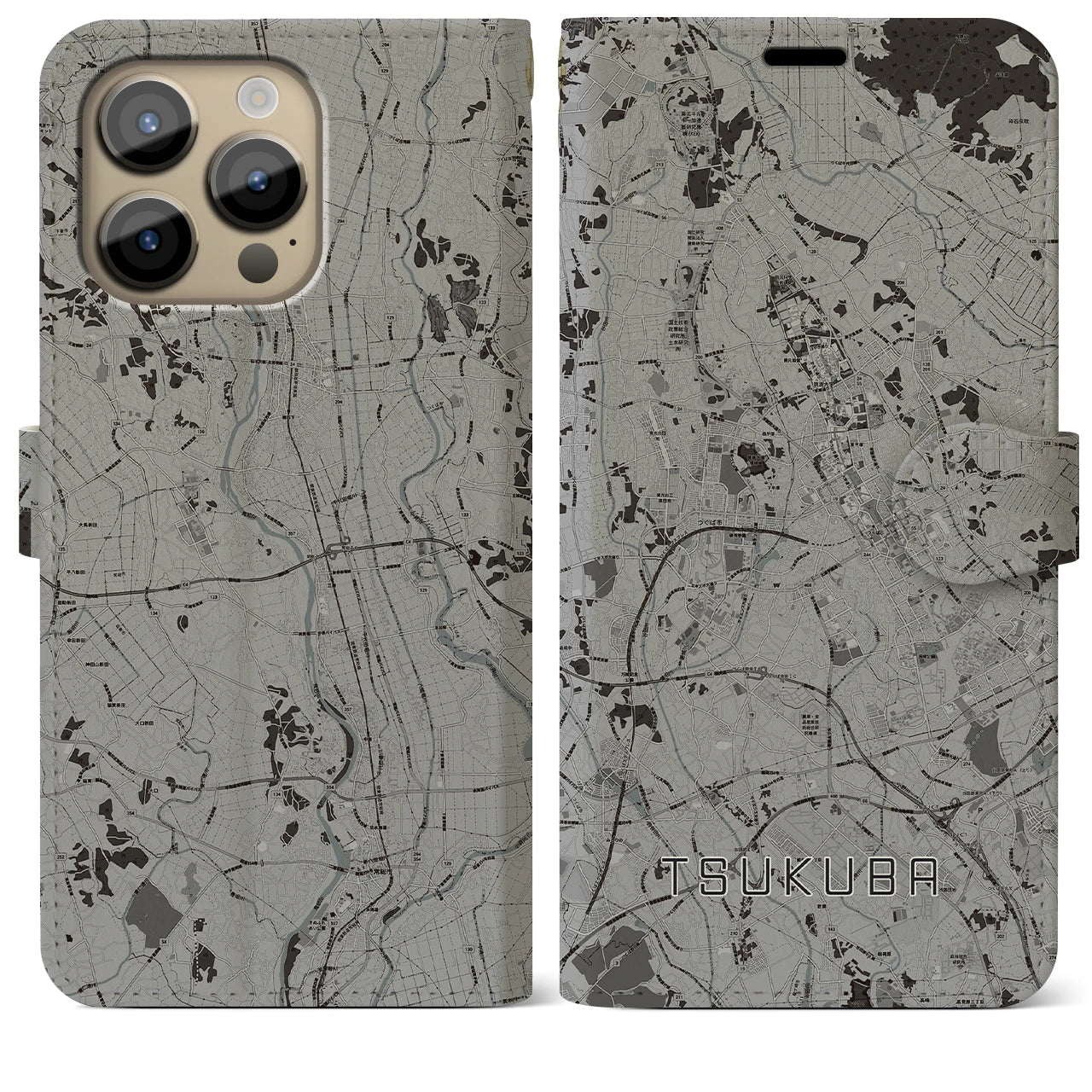 【つくば(茨城県)】地図柄iPhoneケース(手帳タイプ)
