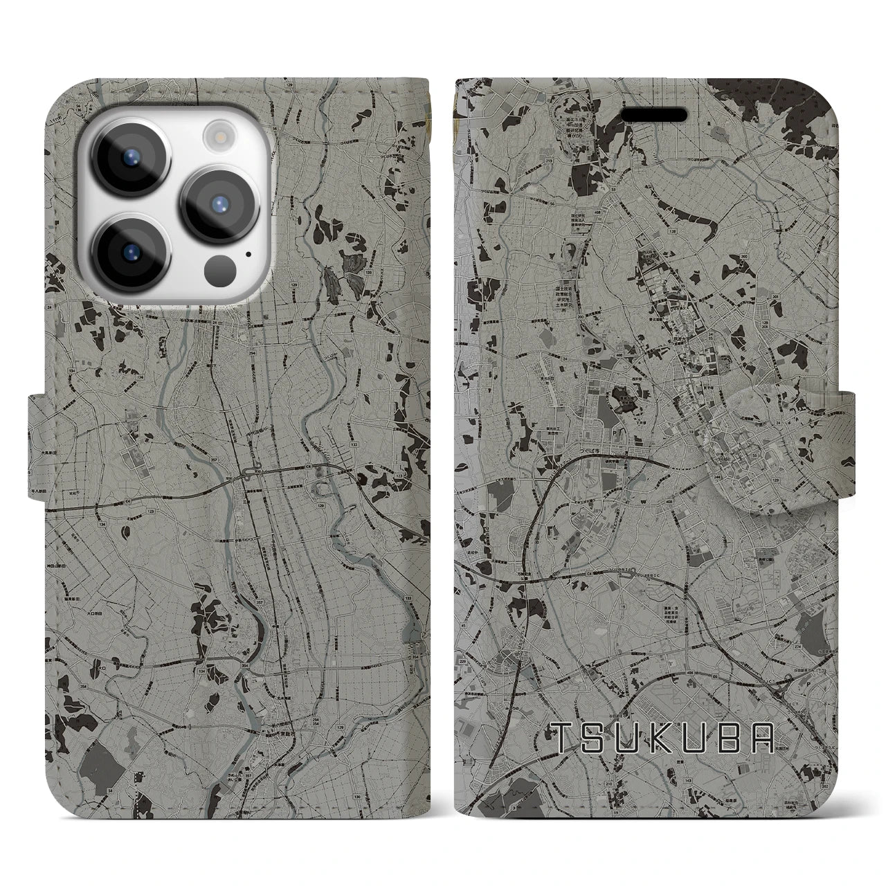 【つくば(茨城県)】地図柄iPhoneケース(手帳タイプ)