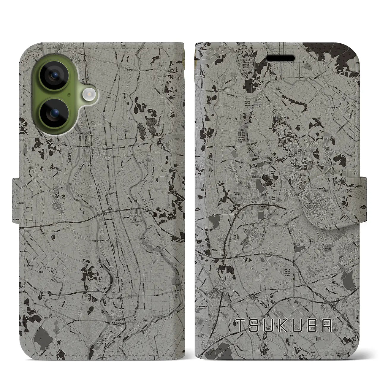 【つくば(茨城県)】地図柄iPhoneケース(手帳タイプ)