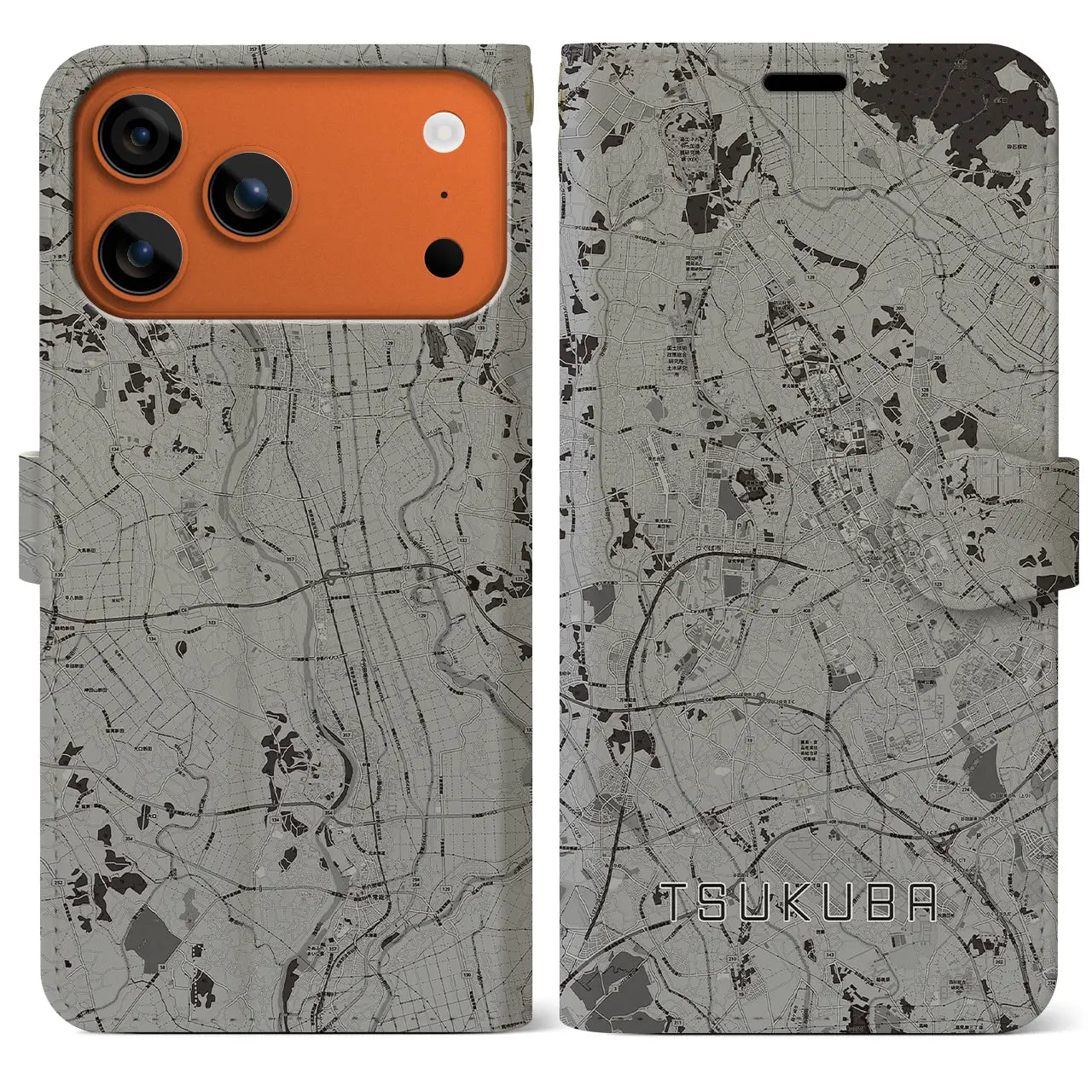 【つくば(茨城県)】地図柄iPhoneケース(手帳タイプ)