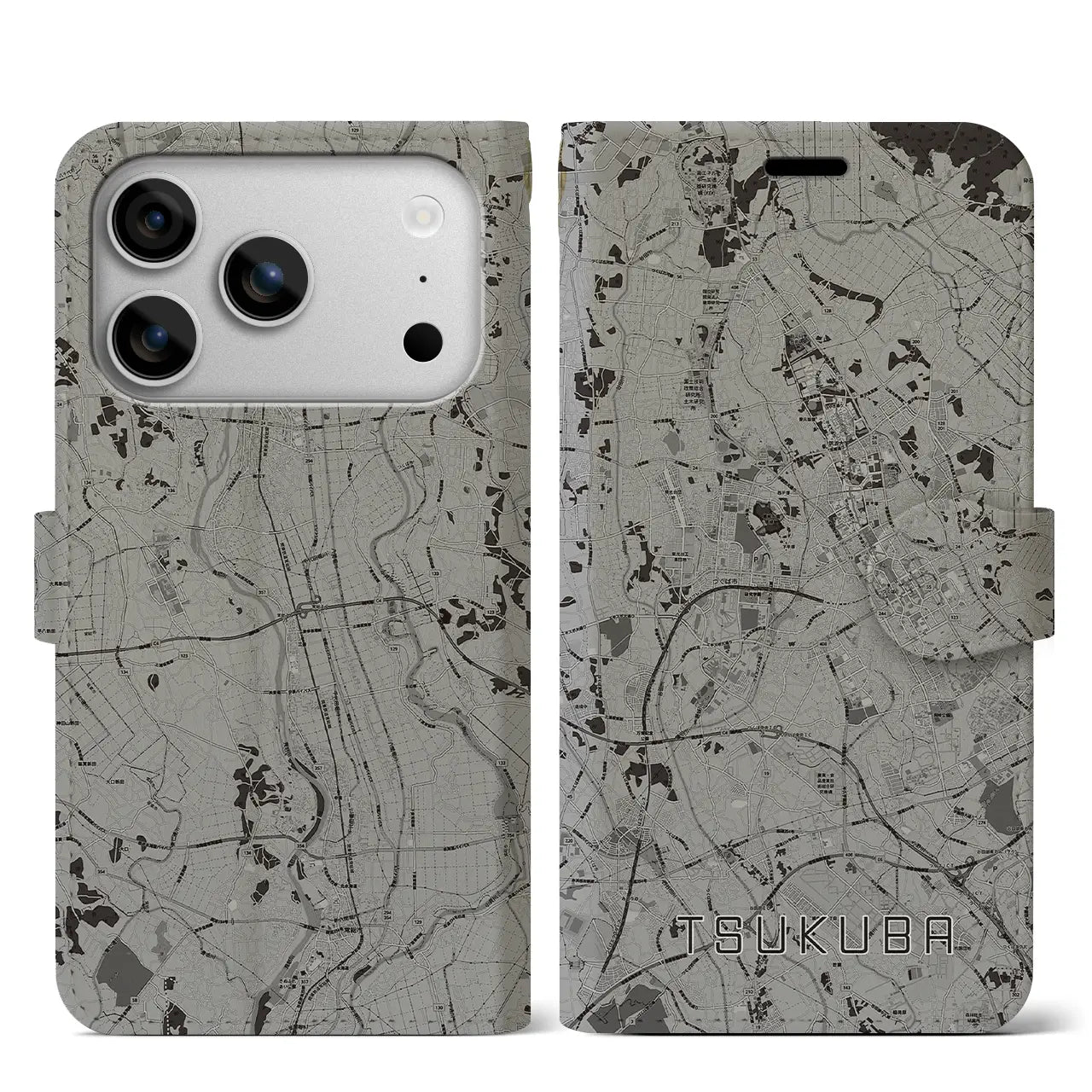 【つくば(茨城県)】地図柄iPhoneケース(手帳タイプ)