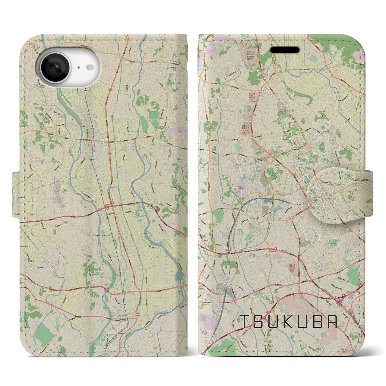【つくば(茨城県)】地図柄iPhoneケース(手帳タイプ)