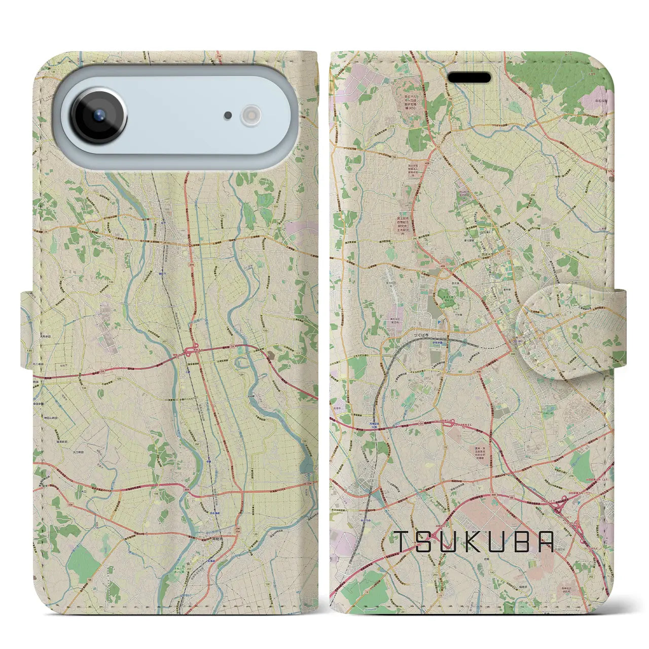 【つくば(茨城県)】地図柄iPhoneケース(手帳タイプ)