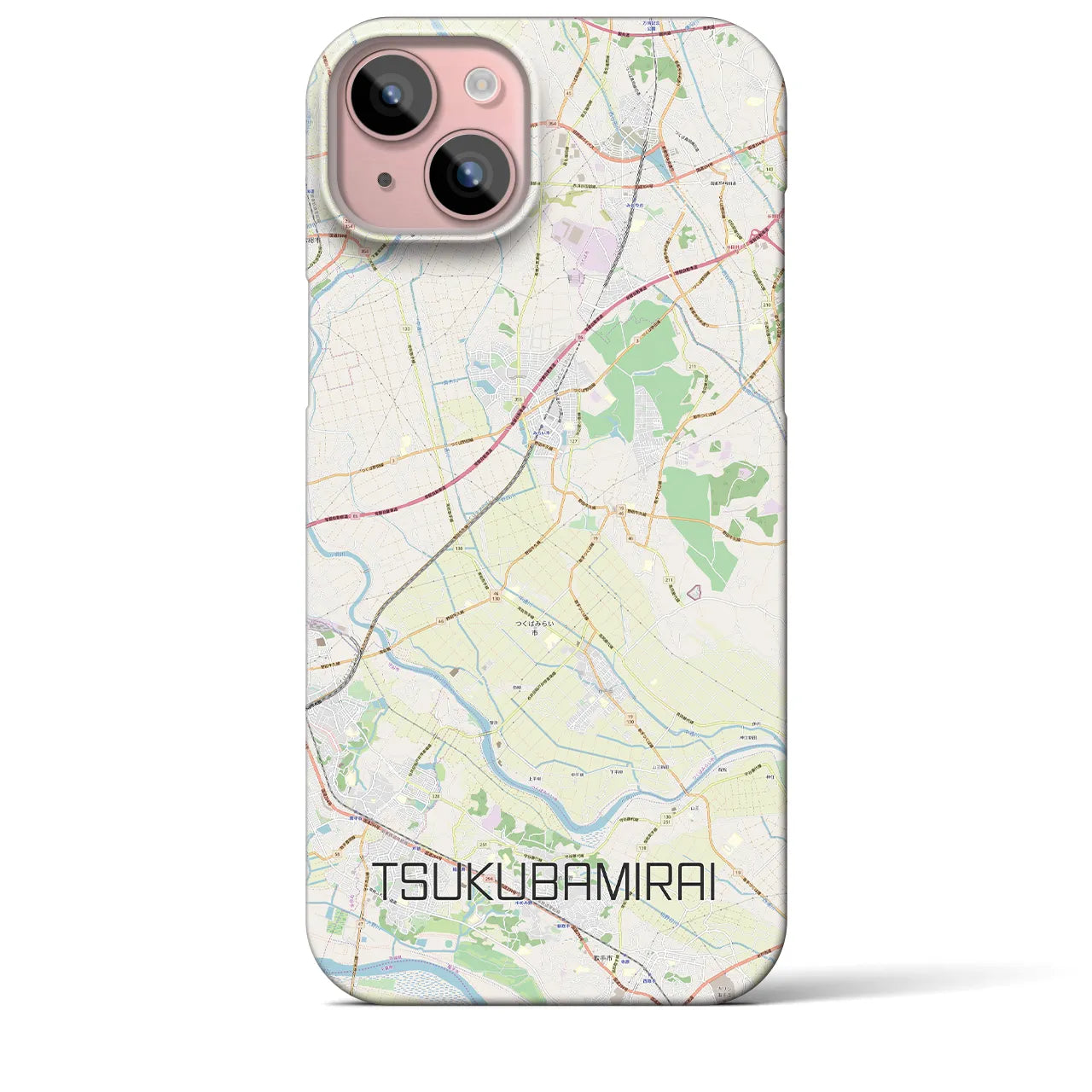 【つくばみらい(茨城県)】地図柄iPhoneケース(バックカバータイプ)