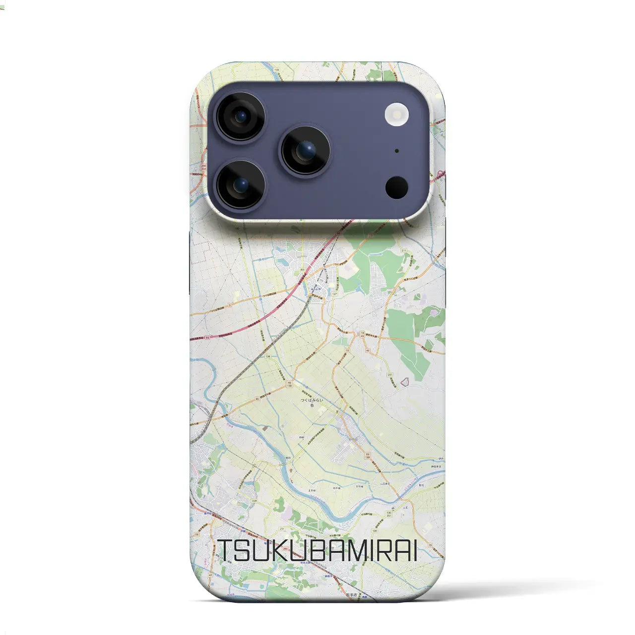 【つくばみらい(茨城県)】地図柄iPhoneケース(バックカバータイプ)ブラック・iPhone 17 Pro Max 用