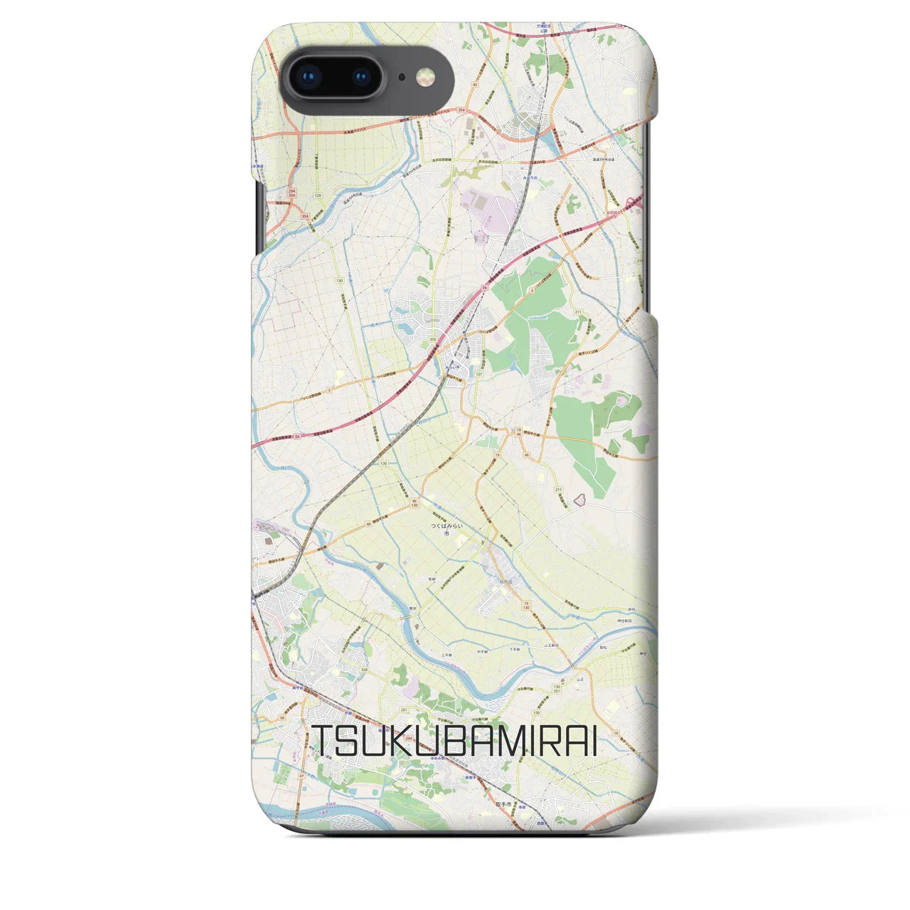 【つくばみらい(茨城県)】地図柄iPhoneケース(バックカバータイプ)