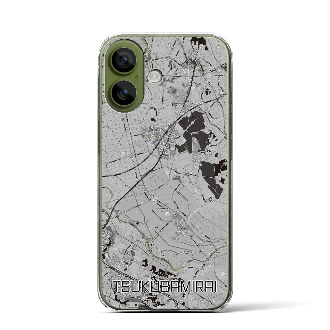 【つくばみらい(茨城県)】地図柄iPhoneケース(クリアタイプ)モノトーン・iPhone 17 Pro Max 用