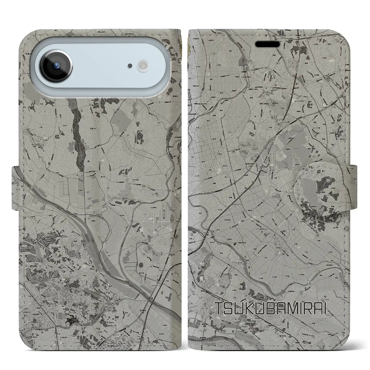 【つくばみらい(茨城県)】地図柄iPhoneケース(手帳タイプ)