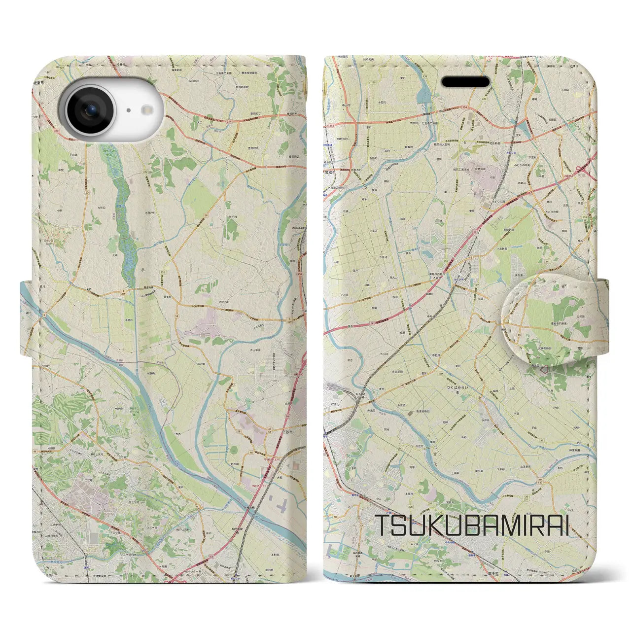 【つくばみらい(茨城県)】地図柄iPhoneケース(手帳タイプ)