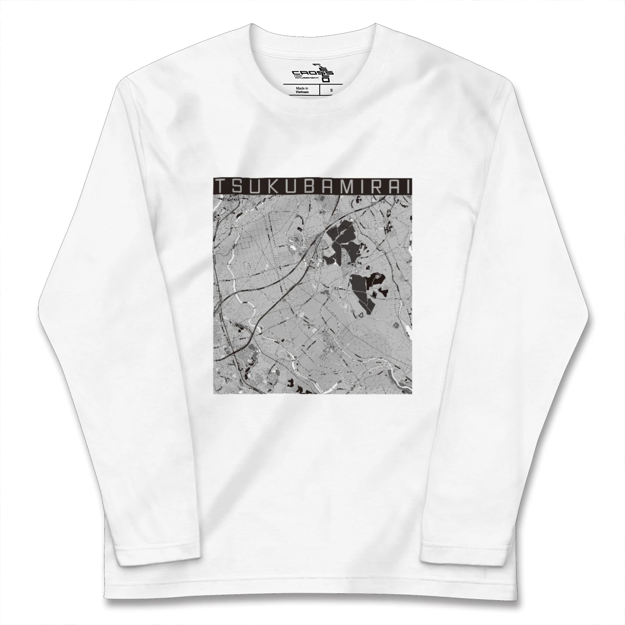 【つくばみらい(茨城県)】地図柄ロングスリーブTシャツ