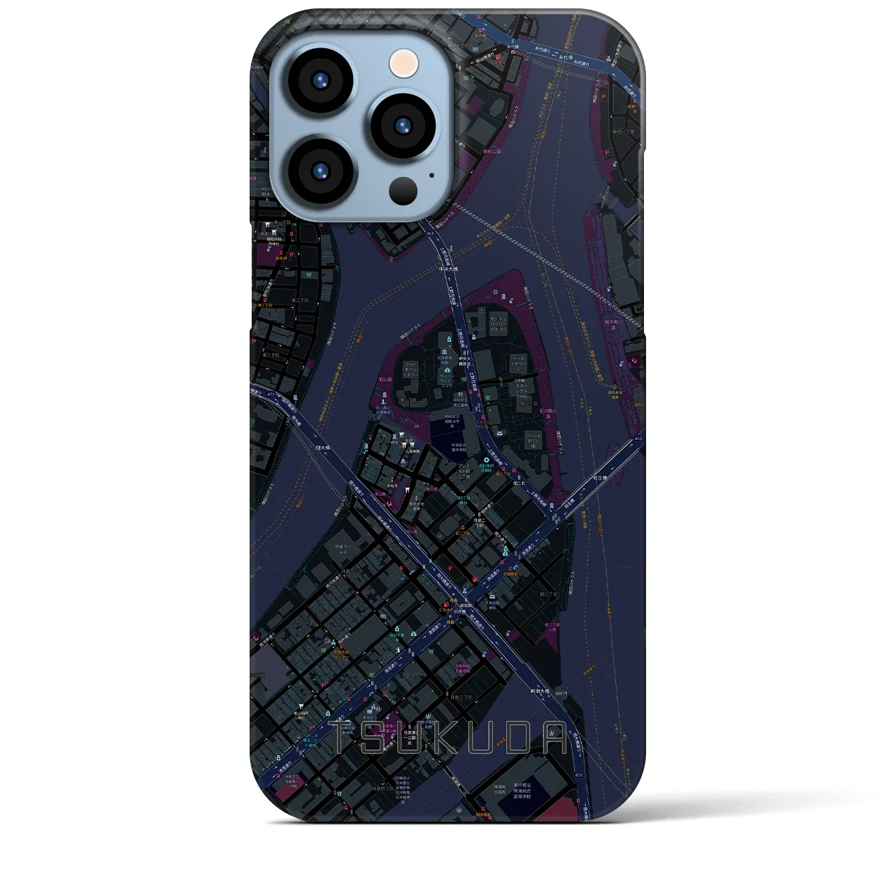 【佃(東京都)】地図柄iPhoneケース(バックカバータイプ)