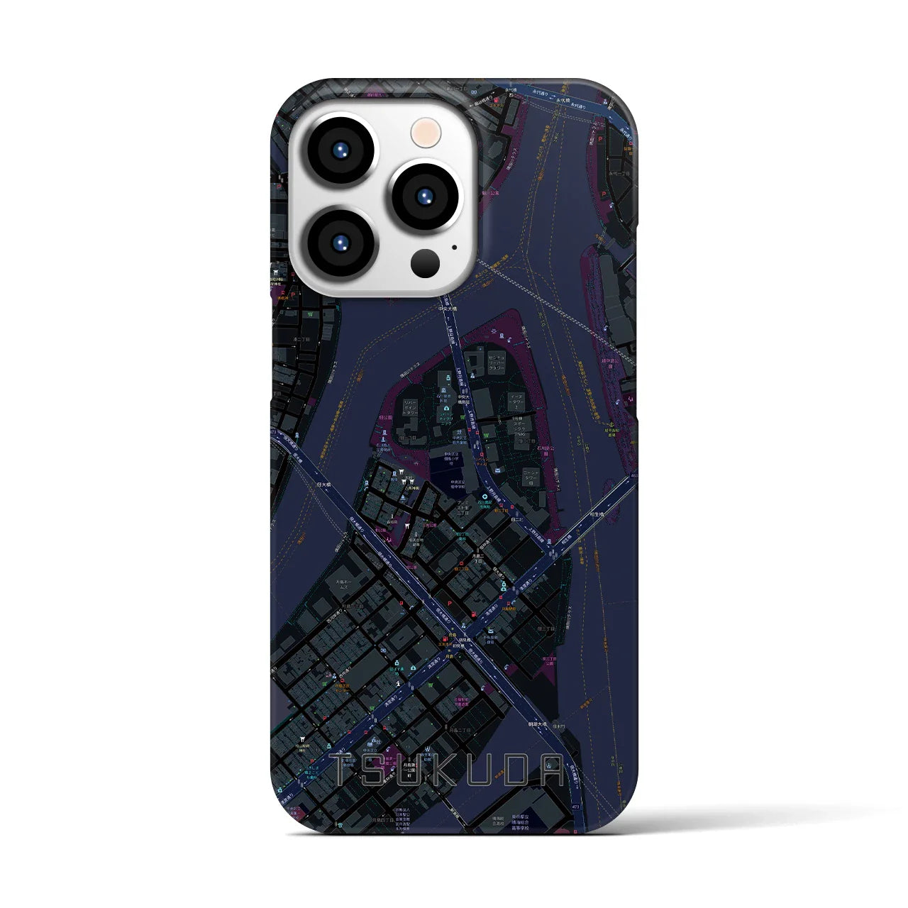 【佃(東京都)】地図柄iPhoneケース(バックカバータイプ)