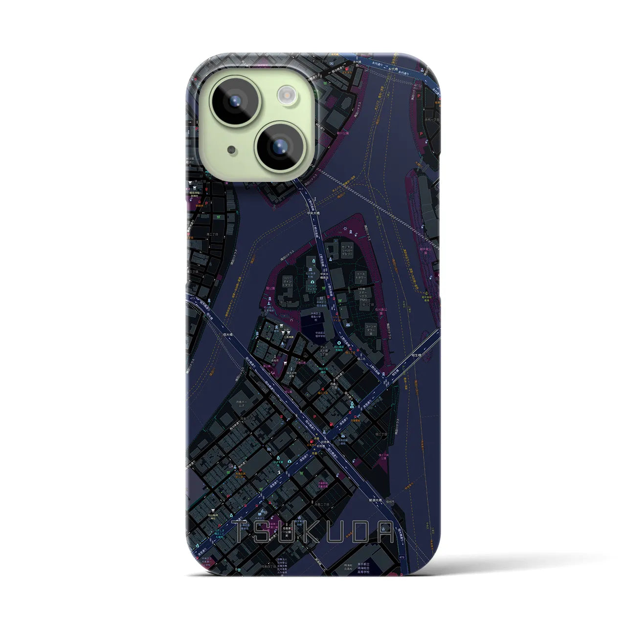 【佃(東京都)】地図柄iPhoneケース(バックカバータイプ)
