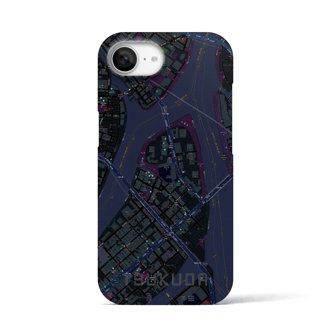 【佃(東京都)】地図柄iPhoneケース(バックカバータイプ)