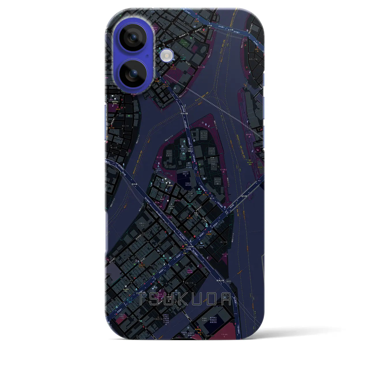 【佃(東京都)】地図柄iPhoneケース(バックカバータイプ)