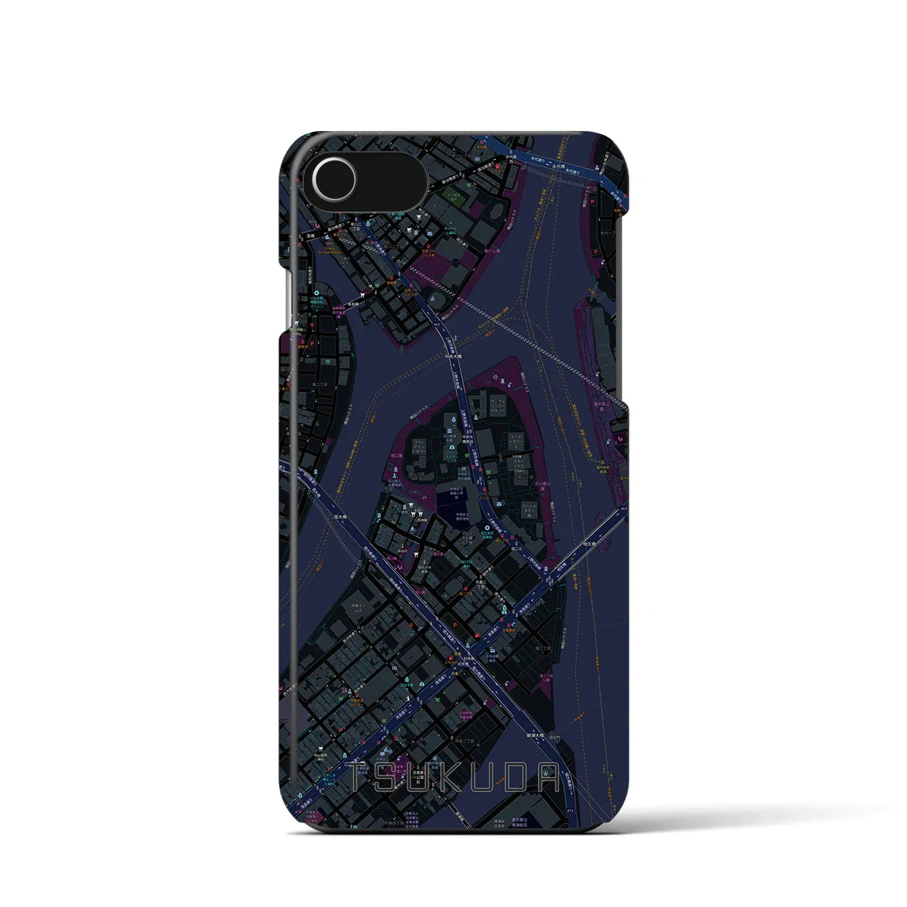 【佃(東京都)】地図柄iPhoneケース(バックカバータイプ)