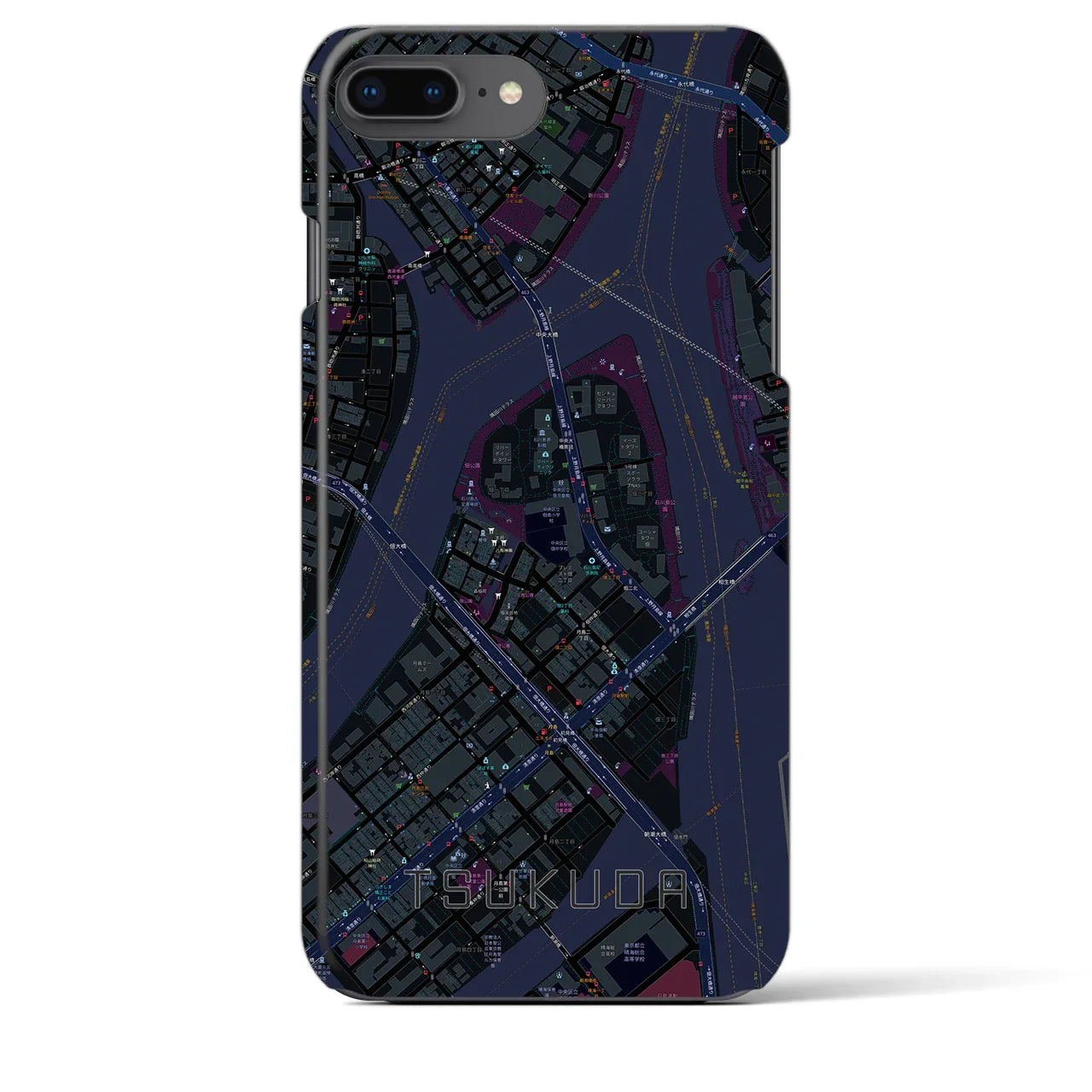 【佃(東京都)】地図柄iPhoneケース(バックカバータイプ)