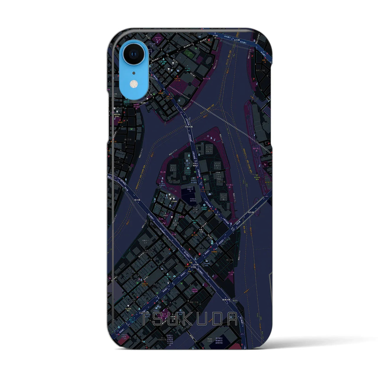 【佃(東京都)】地図柄iPhoneケース(バックカバータイプ)