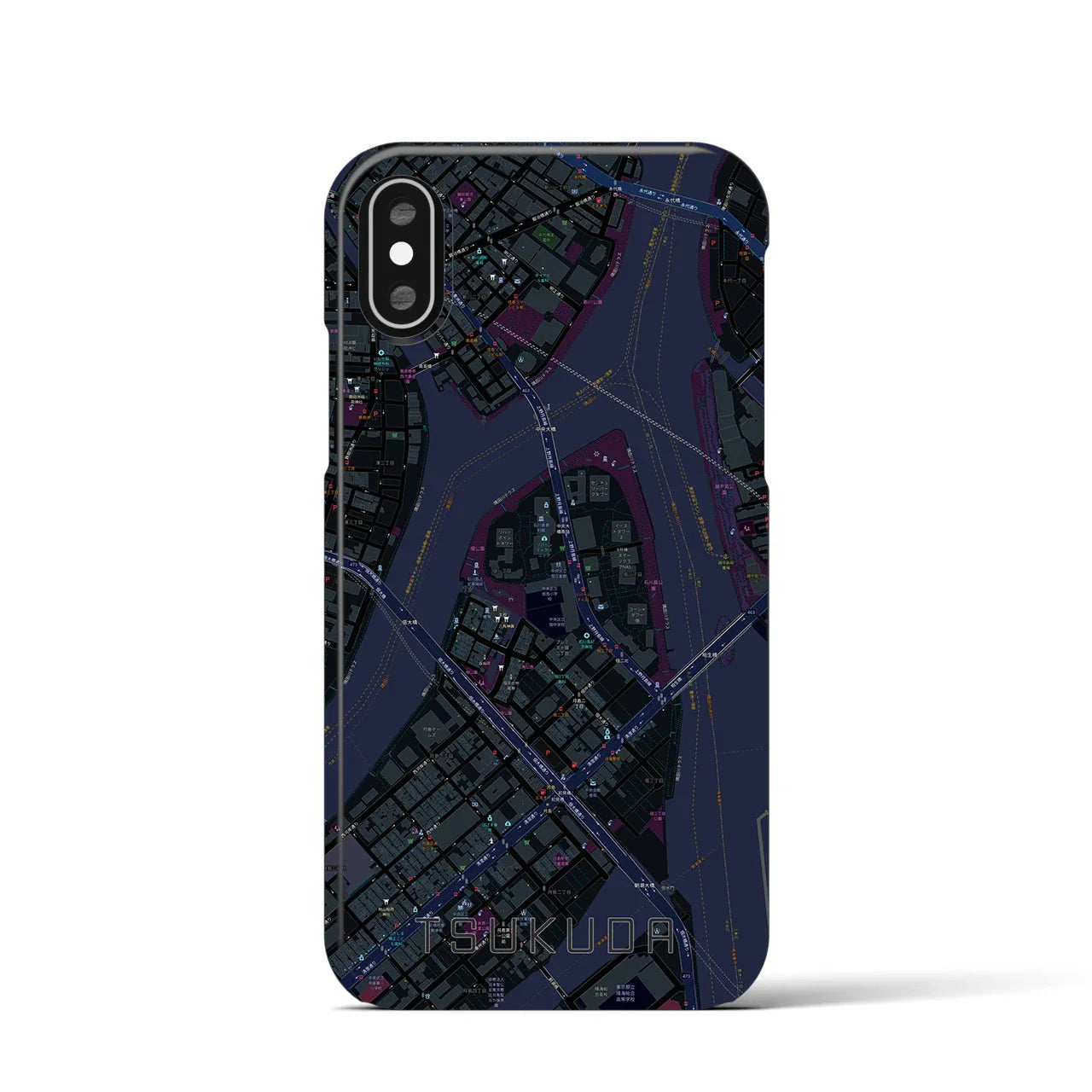 【佃(東京都)】地図柄iPhoneケース(バックカバータイプ)