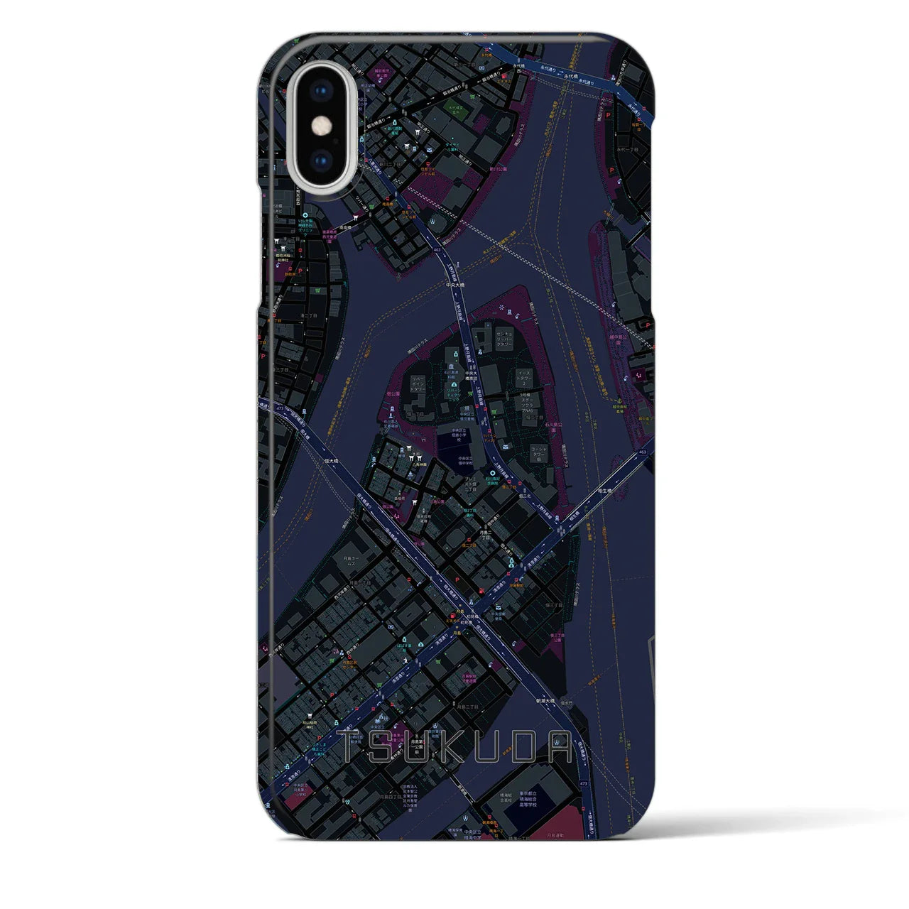 【佃(東京都)】地図柄iPhoneケース(バックカバータイプ)