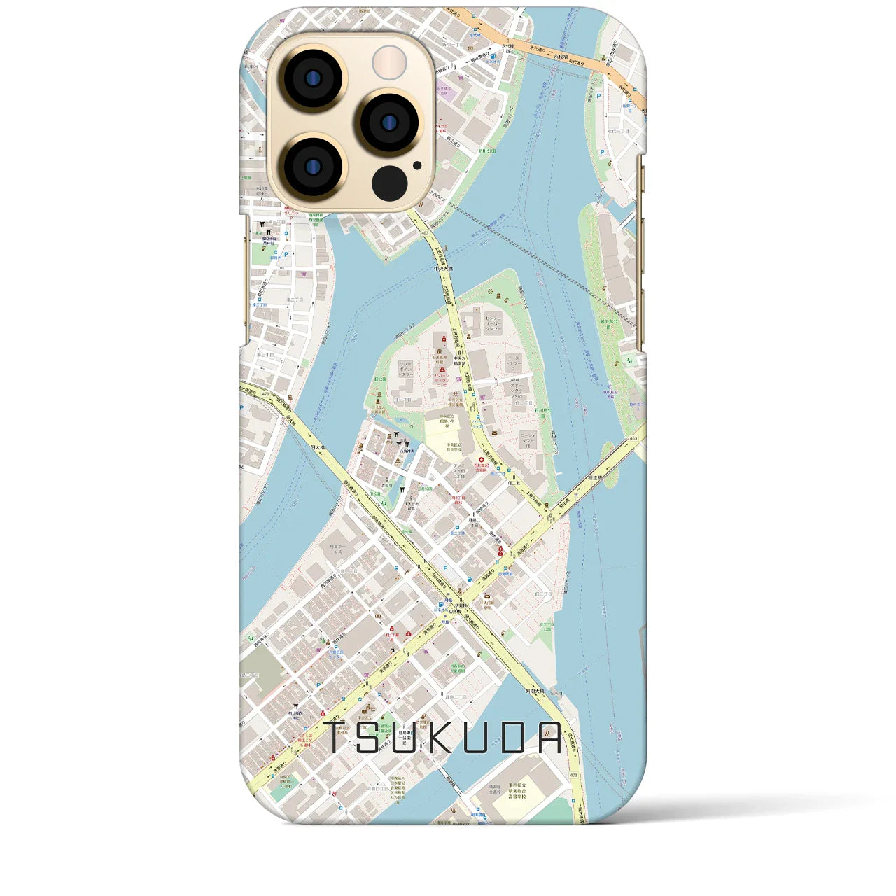 【佃(東京都)】地図柄iPhoneケース(バックカバータイプ)