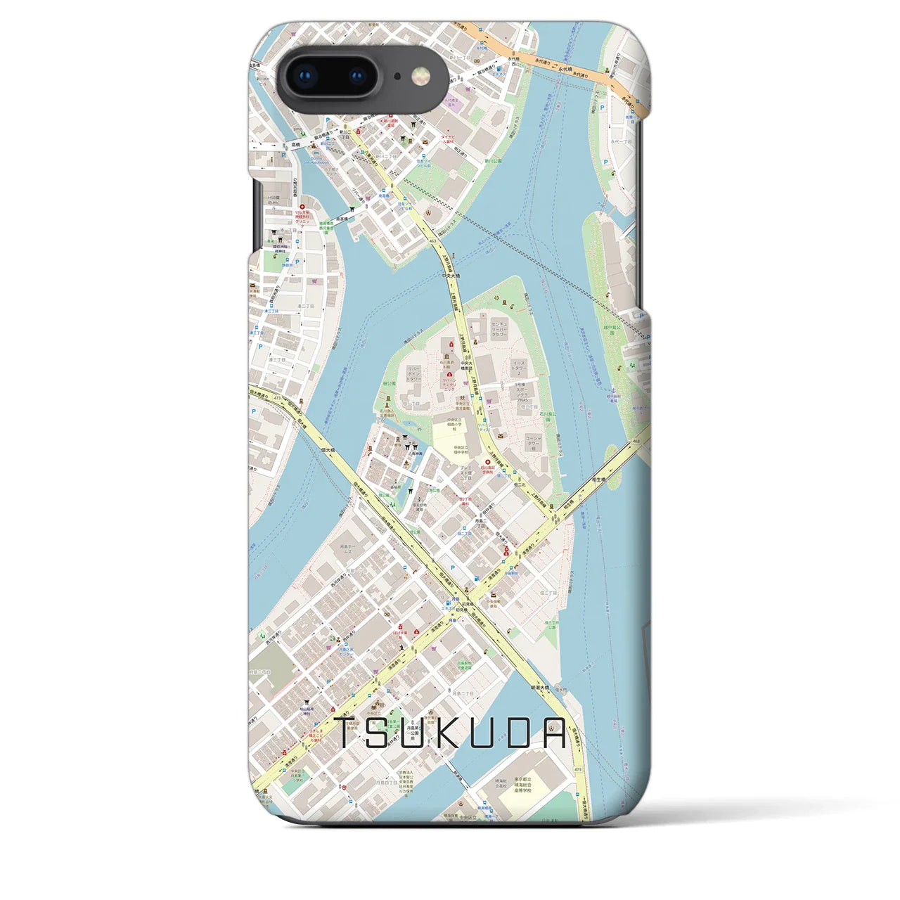 【佃(東京都)】地図柄iPhoneケース(バックカバータイプ)
