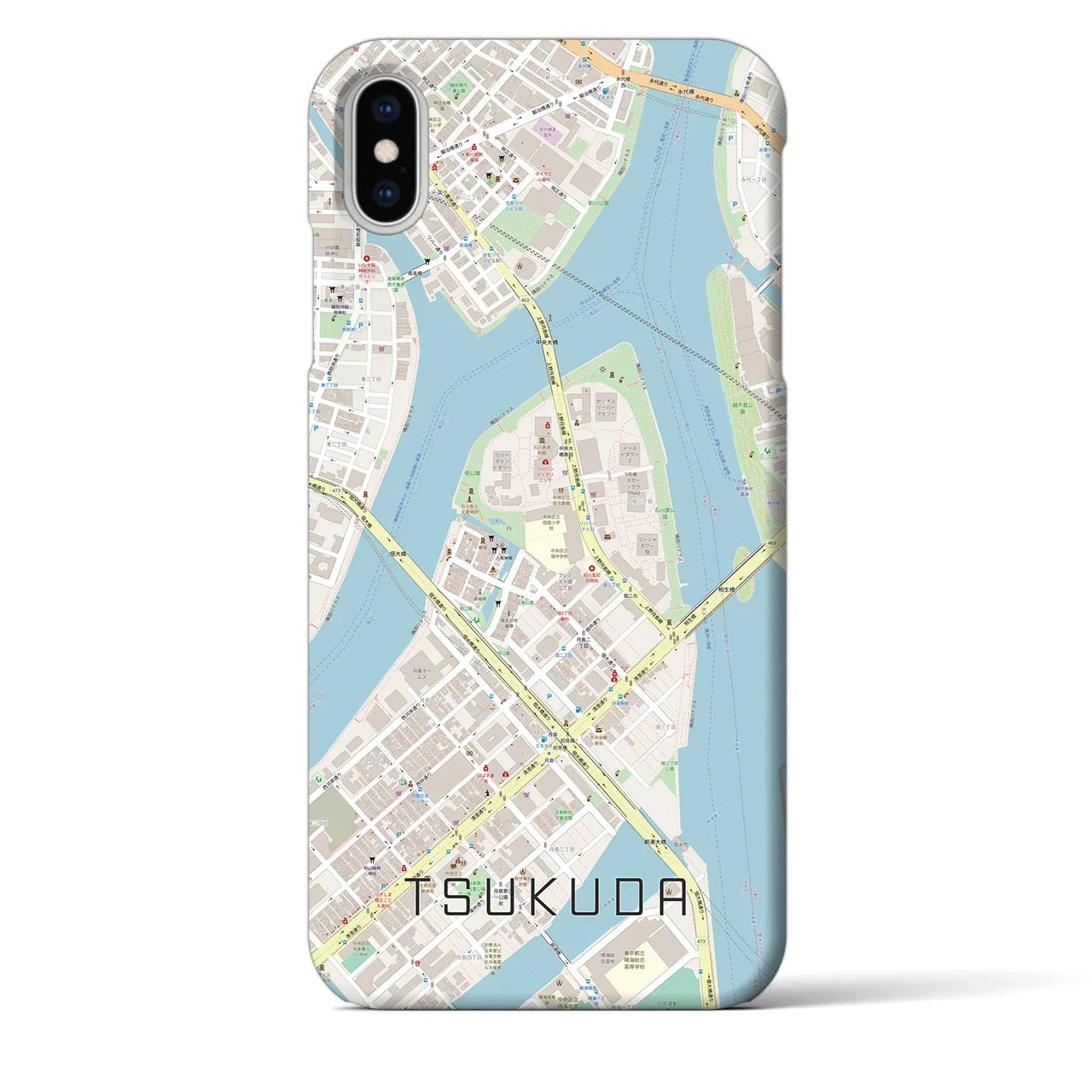 【佃(東京都)】地図柄iPhoneケース(バックカバータイプ)