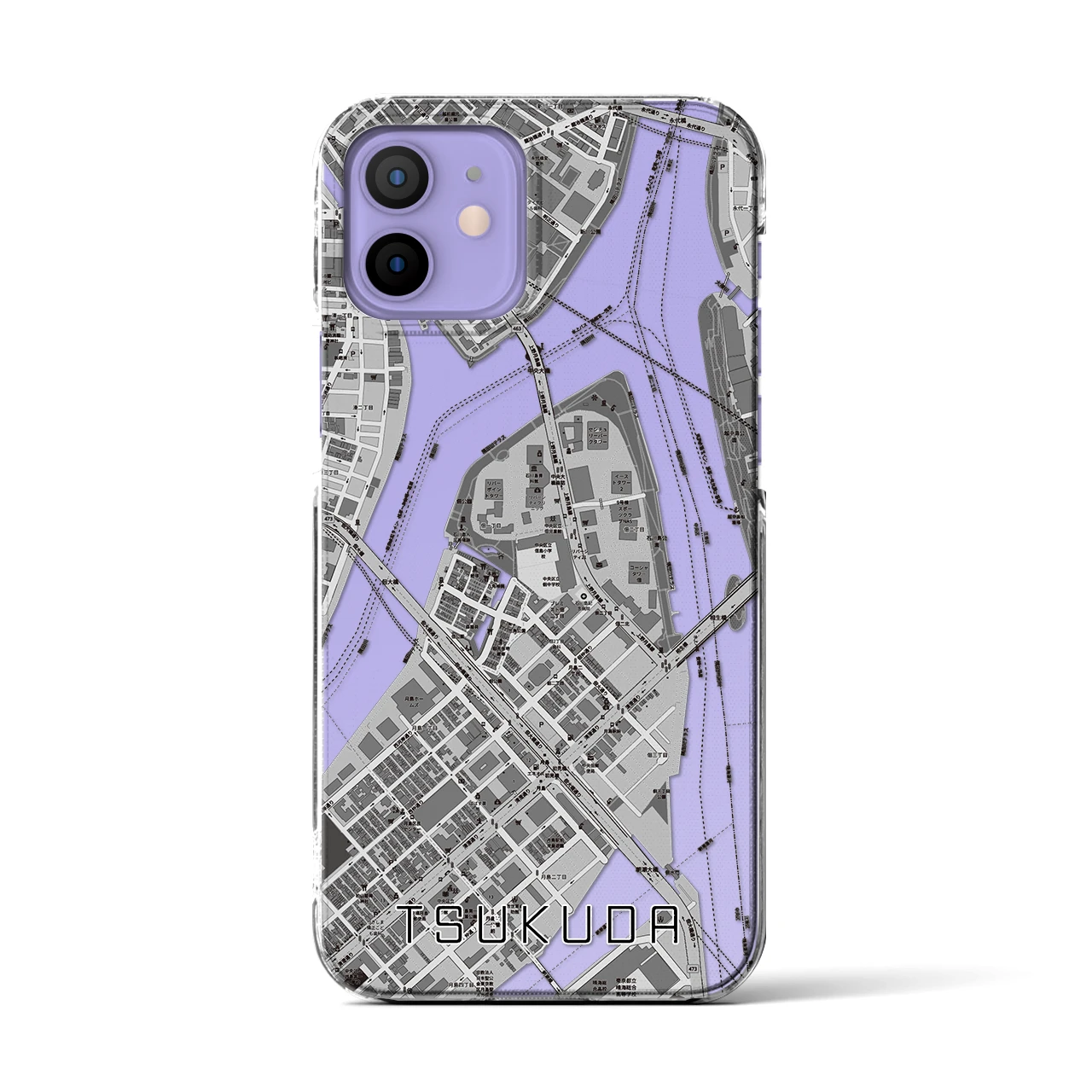 【佃(東京都)】地図柄iPhoneケース(クリアタイプ)