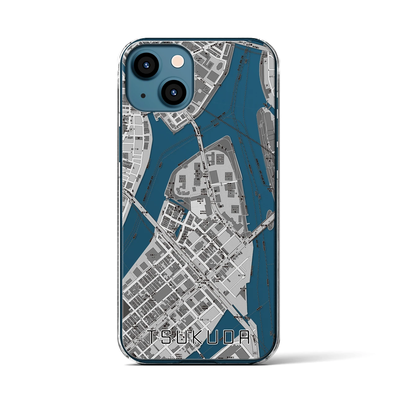 【佃(東京都)】地図柄iPhoneケース(クリアタイプ)
