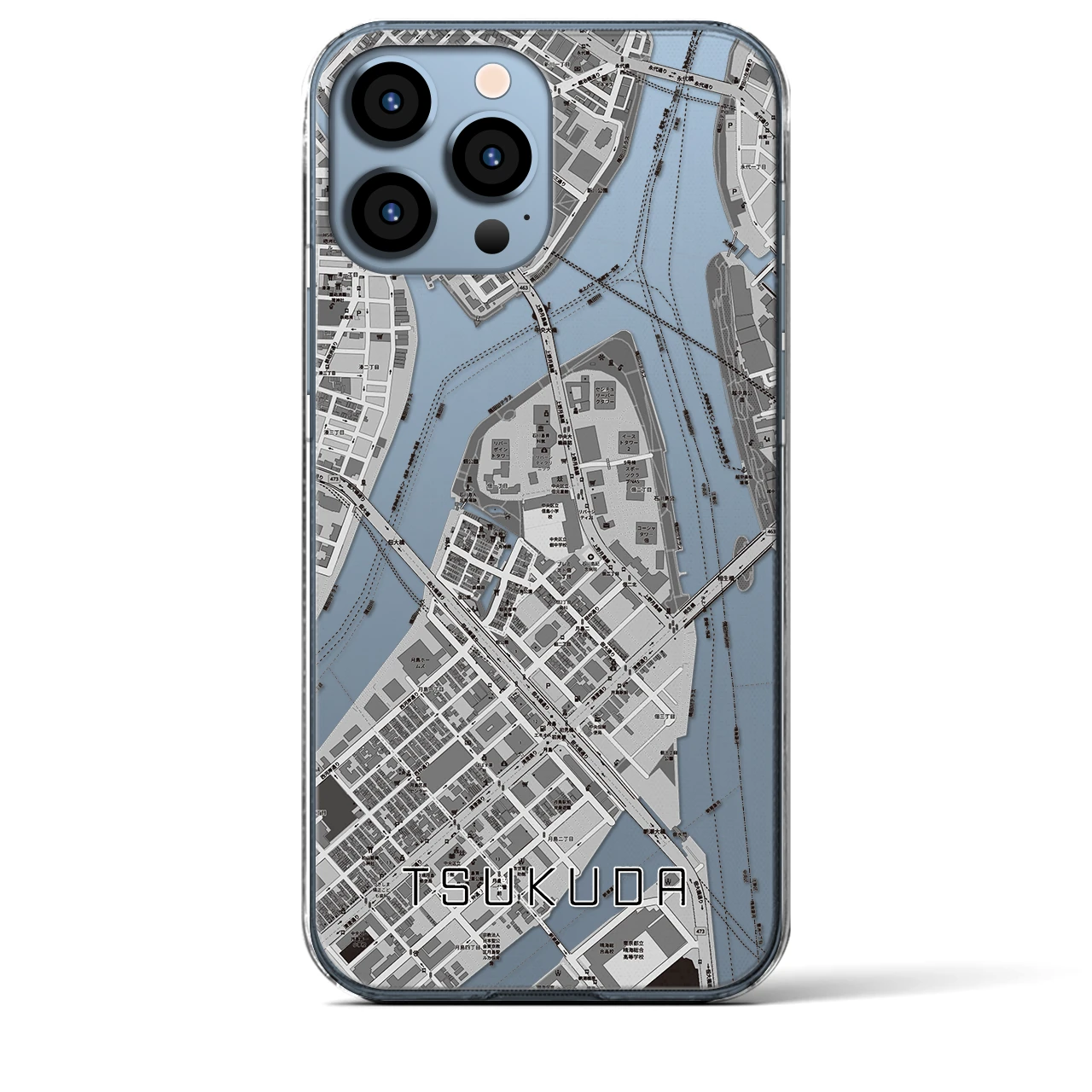 【佃(東京都)】地図柄iPhoneケース(クリアタイプ)
