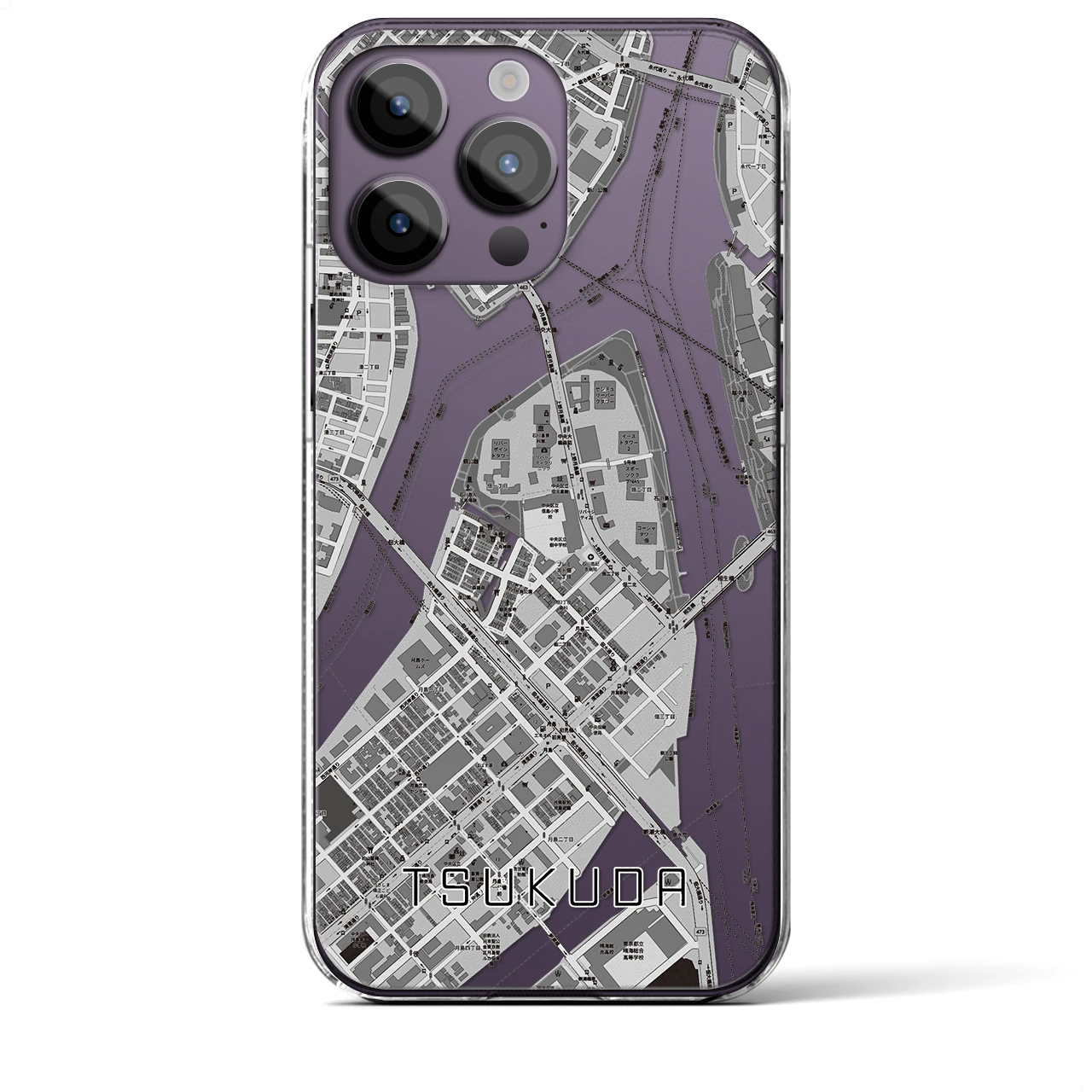 【佃(東京都)】地図柄iPhoneケース(クリアタイプ)