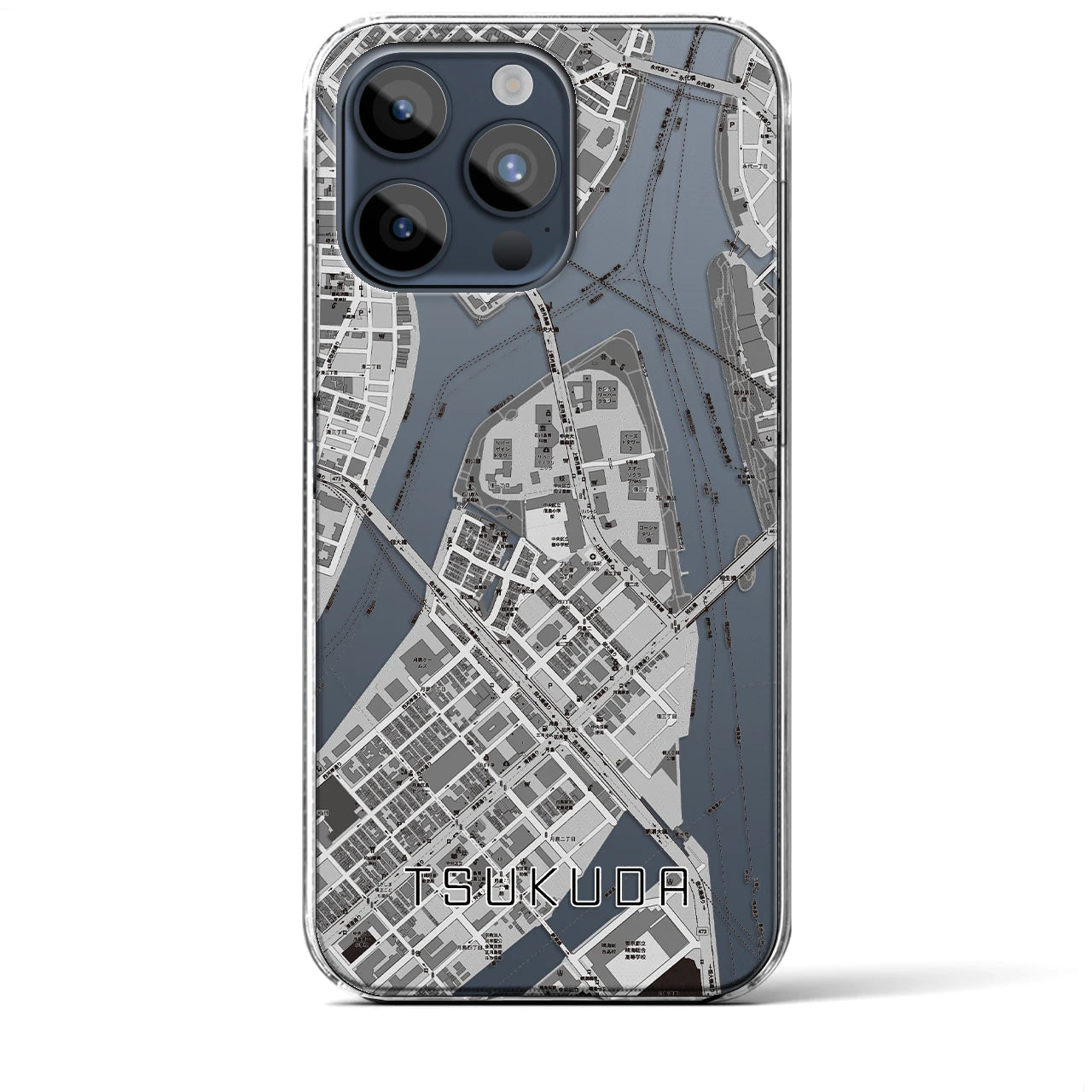 【佃(東京都)】地図柄iPhoneケース(クリアタイプ)