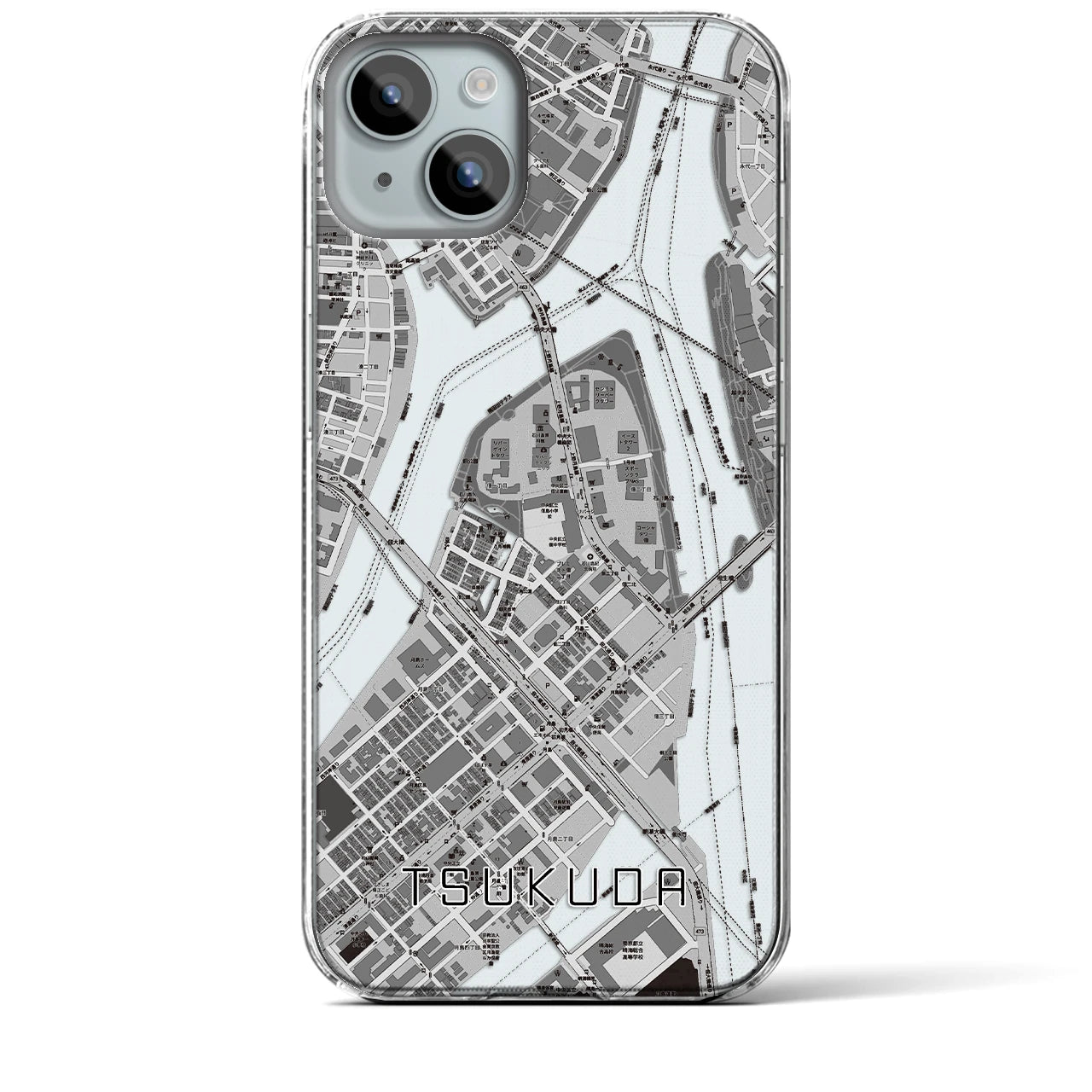 【佃(東京都)】地図柄iPhoneケース(クリアタイプ)