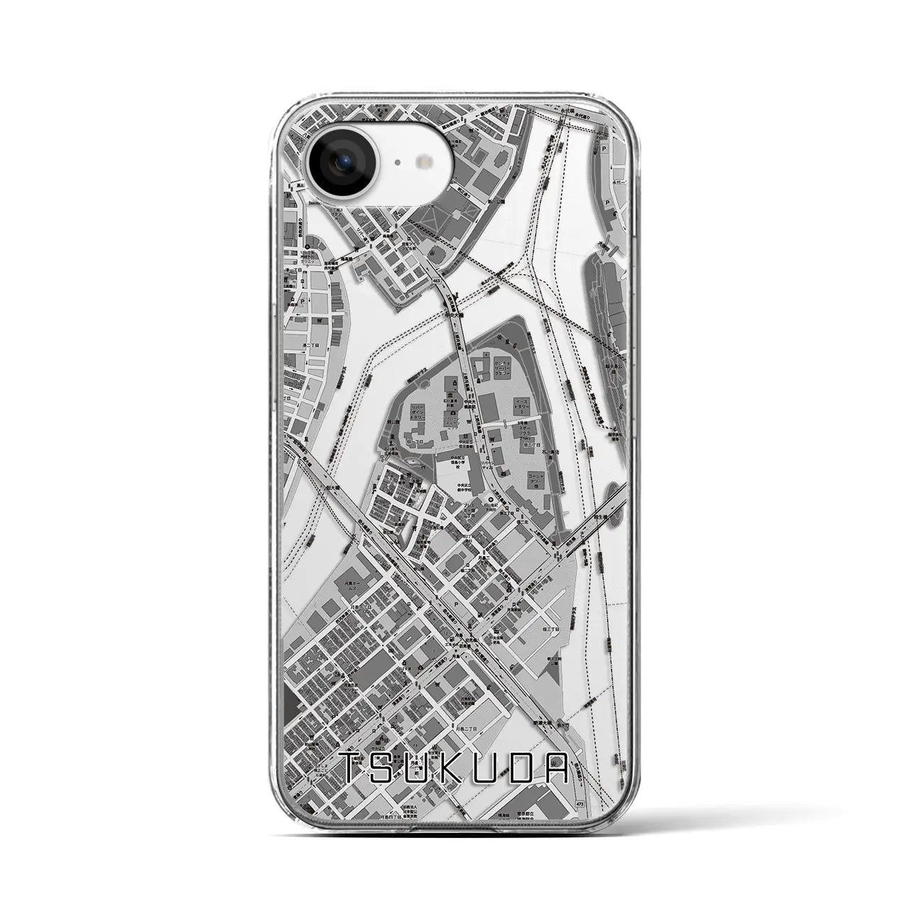 【佃(東京都)】地図柄iPhoneケース(クリアタイプ)