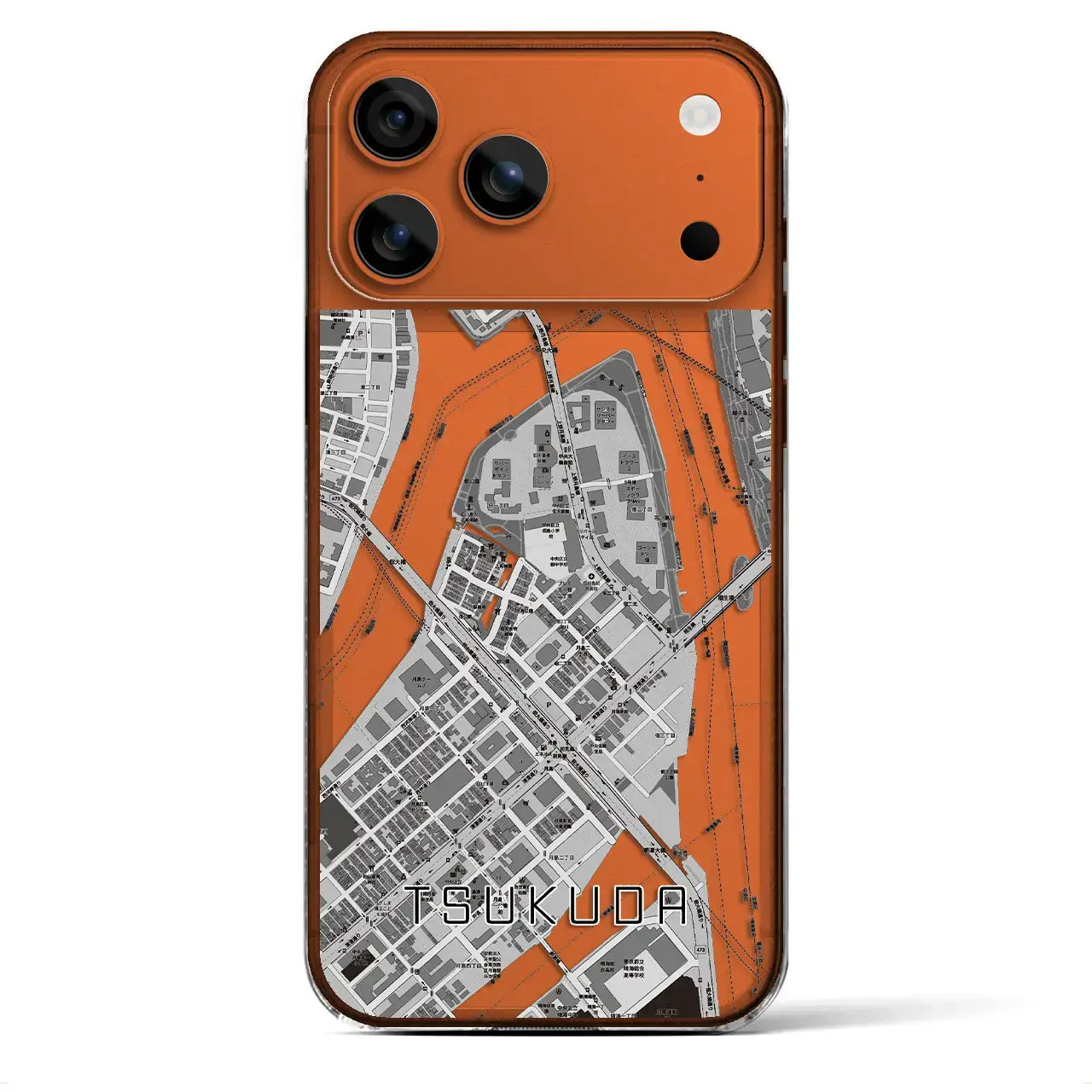 【佃(東京都)】地図柄iPhoneケース(クリアタイプ)モノトーン・iPhone 17 Pro Max 用