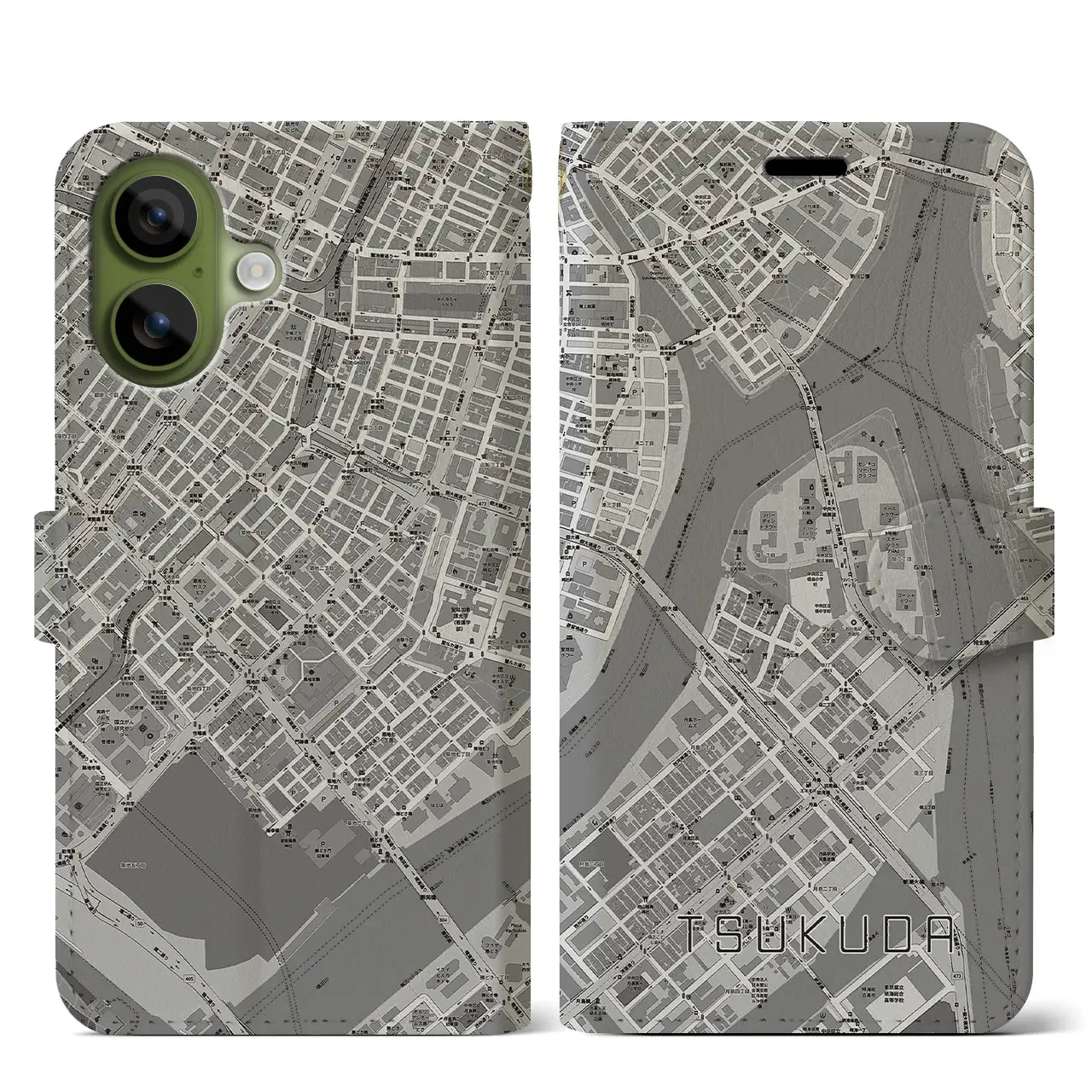 【佃(東京都)】地図柄iPhoneケース(手帳タイプ)