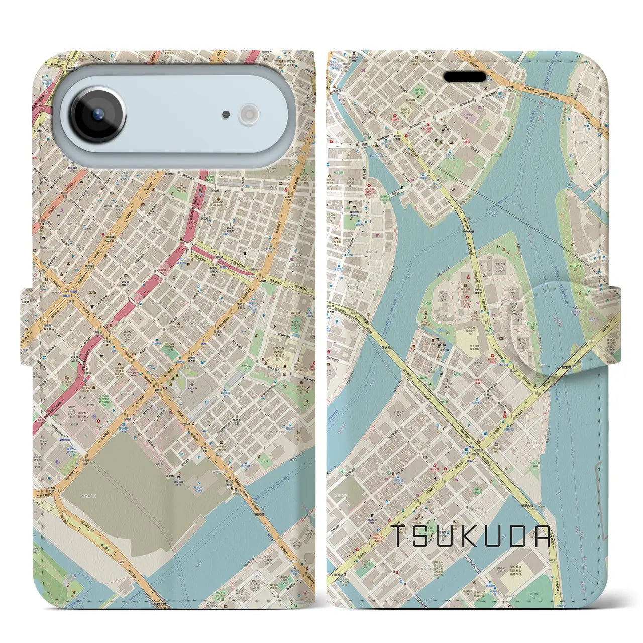 【佃(東京都)】地図柄iPhoneケース(手帳タイプ)