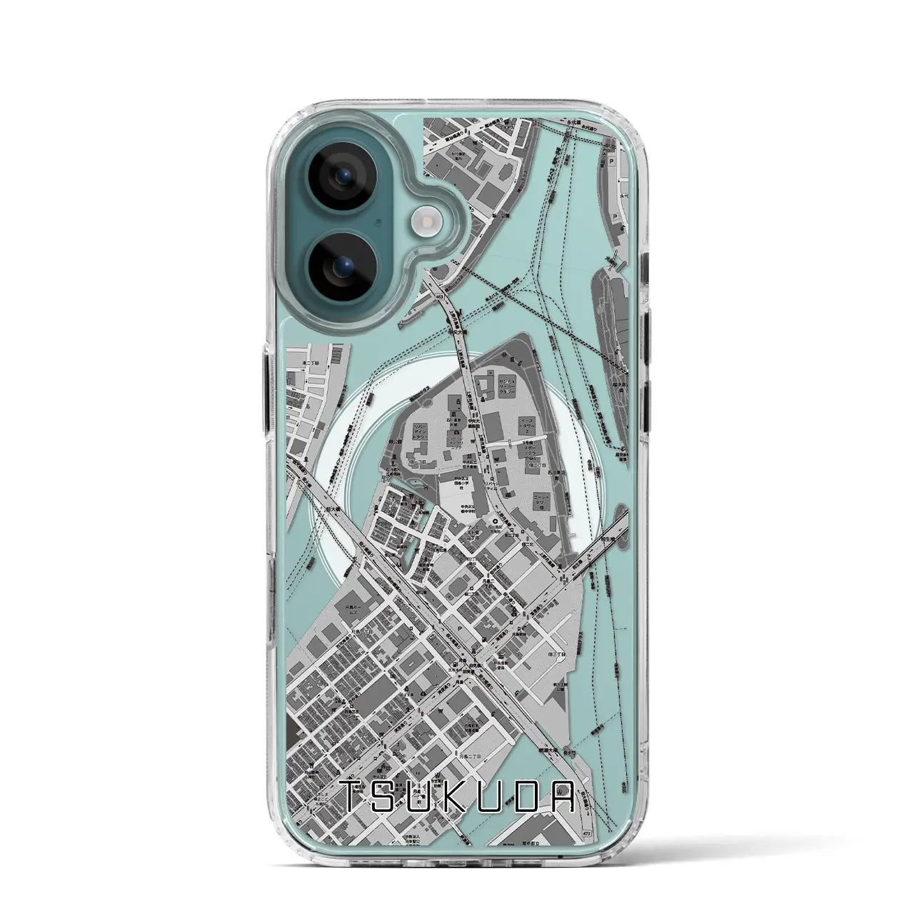 【佃(東京都)】地図柄iPhoneケース(MagSafeタイプ)モノトーン・iPhone 16 Pro 用